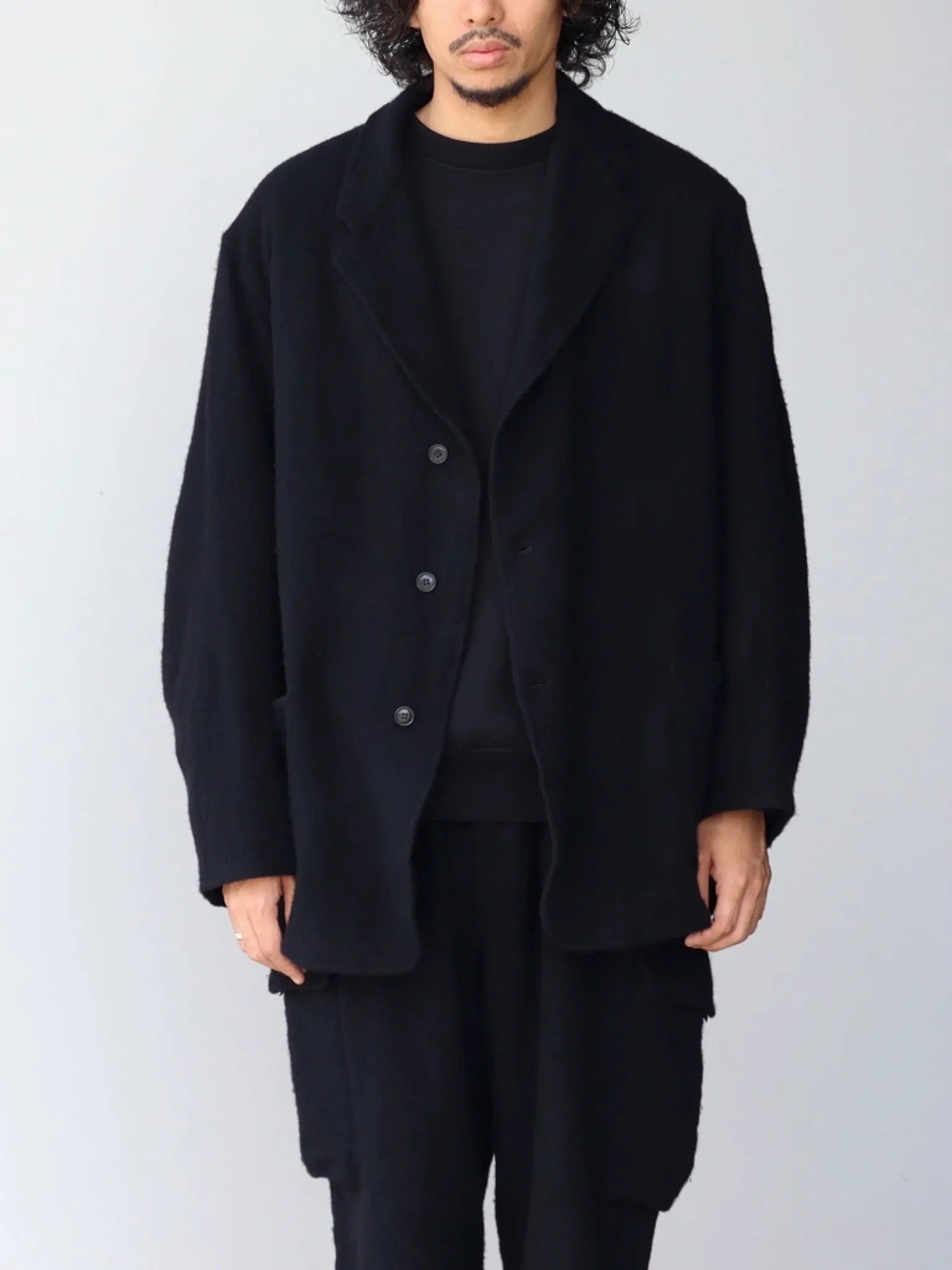 COMOLI 縮絨ウール ジャケット BLACK | CASANOVA&CO (カサノヴァアンド COMOLI 縮絨ウール ジャケット BLACK | CASANOVA&CO (カサノヴァアンド