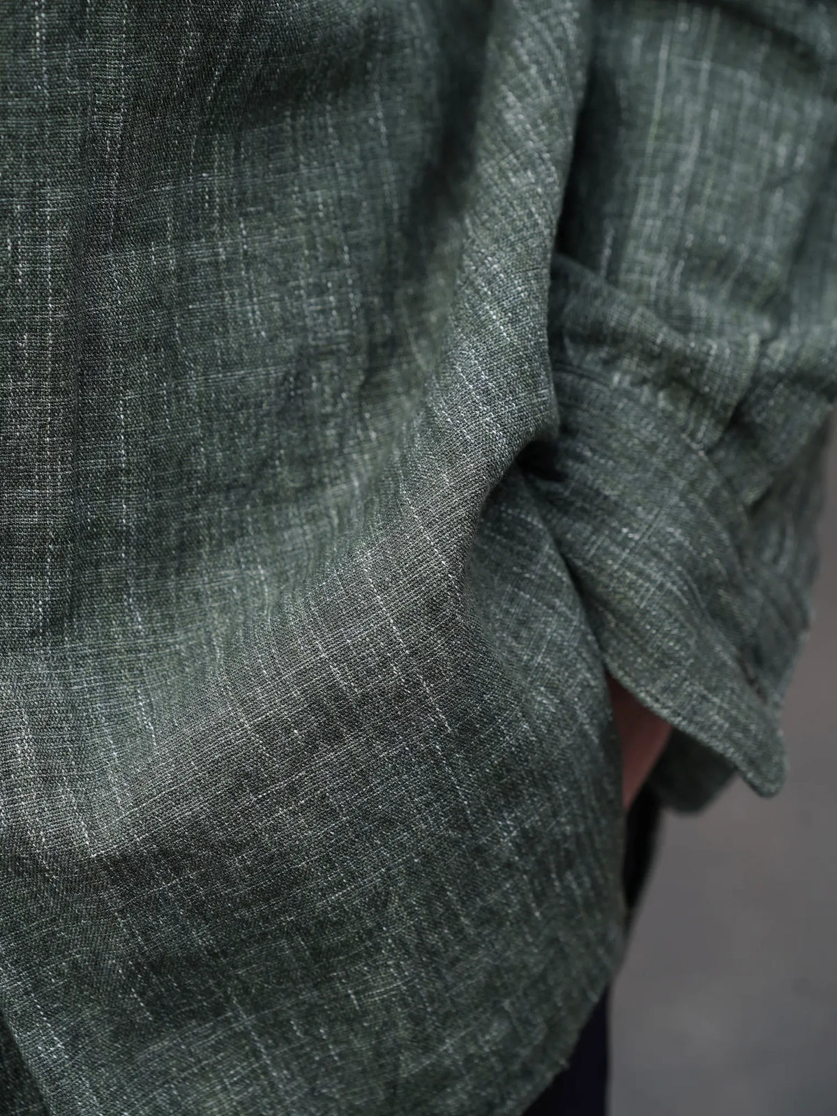 THE NULABEL | HANK DYED WORK SHIRT OLIVE/GREY
