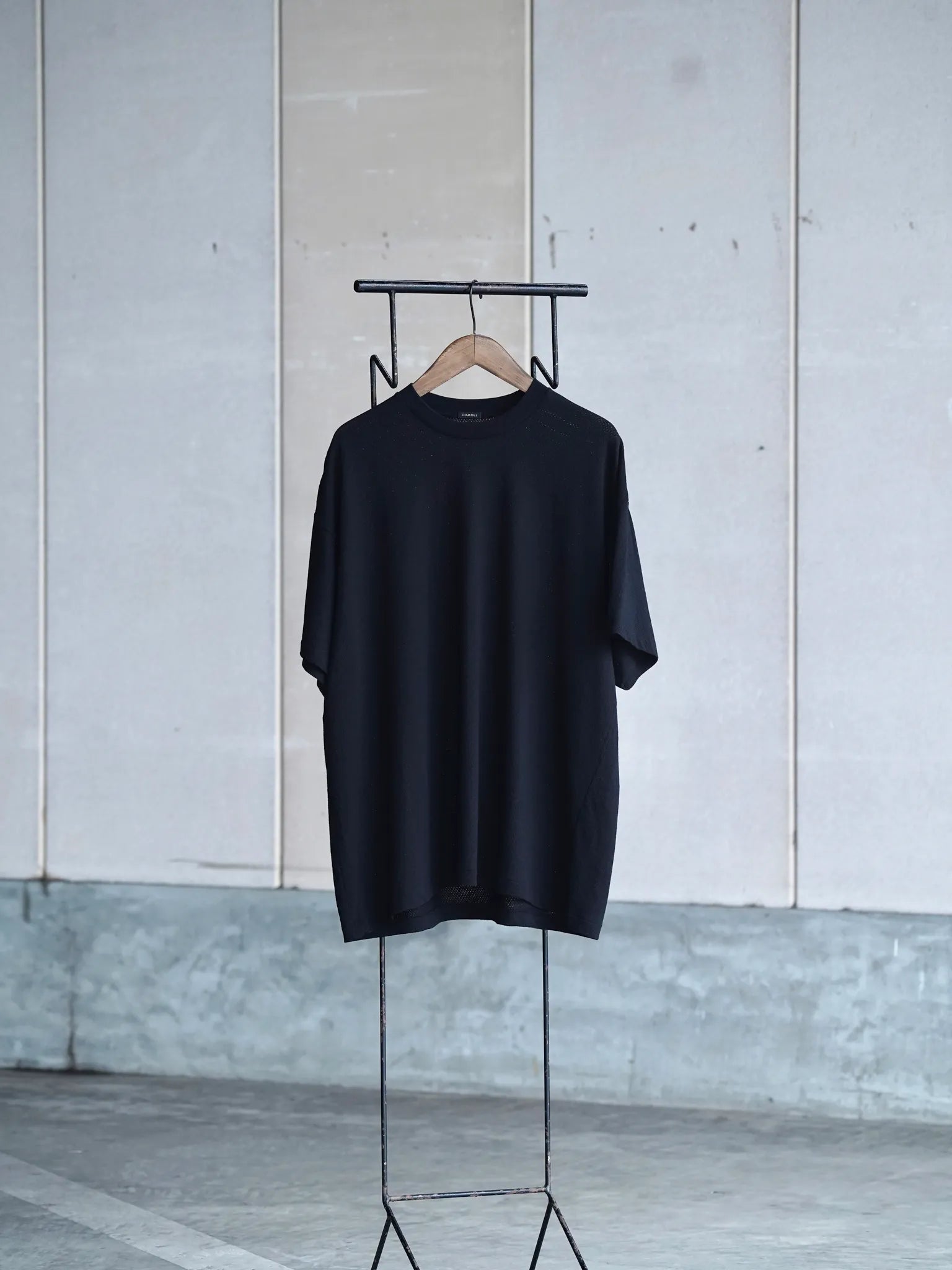 COMOLI コットンメッシュ 半袖Tシャツ BLACK | CASANOVA&CO