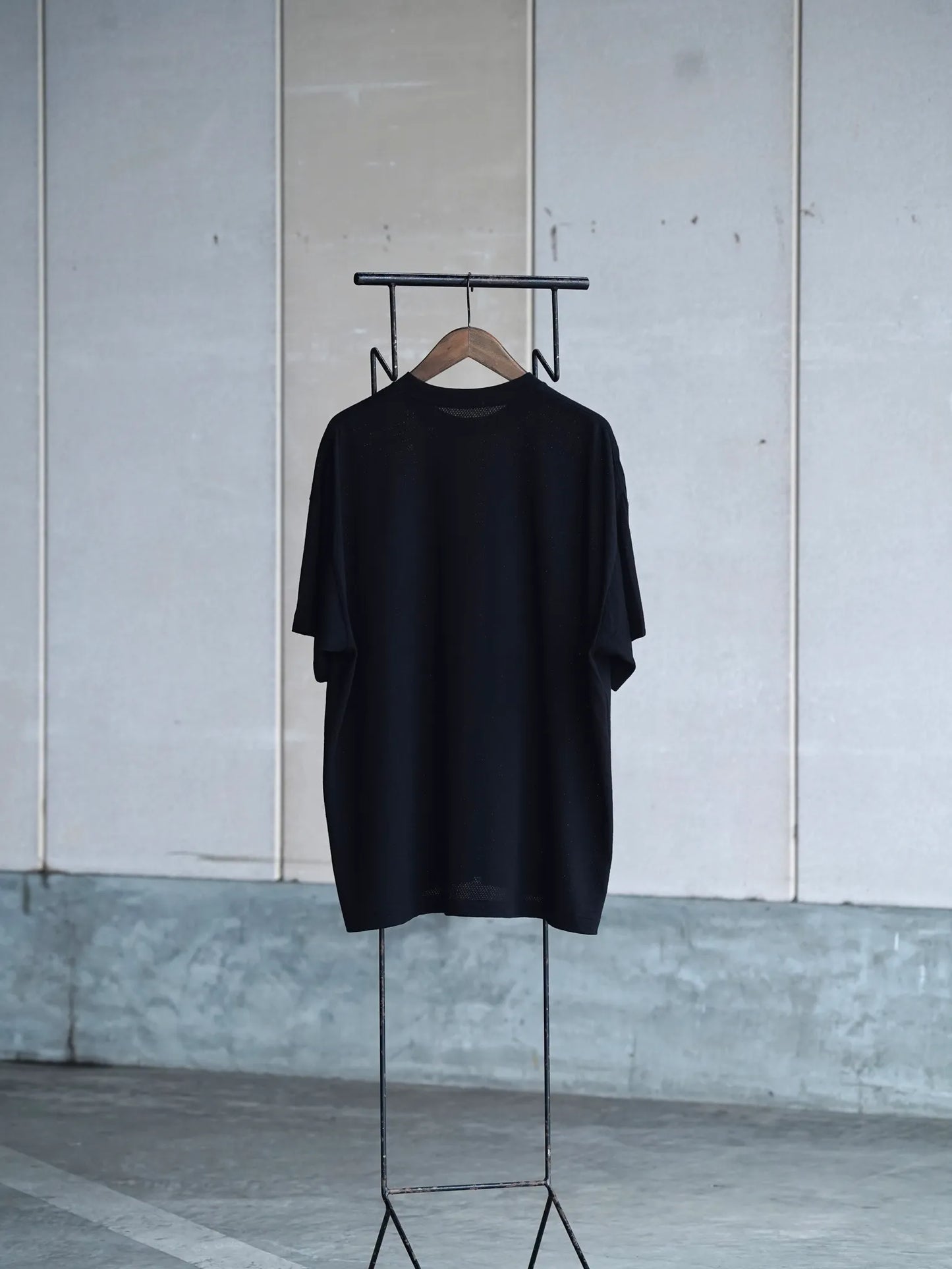 COMOLI | コットンメッシュ 半袖Tシャツ BLACK