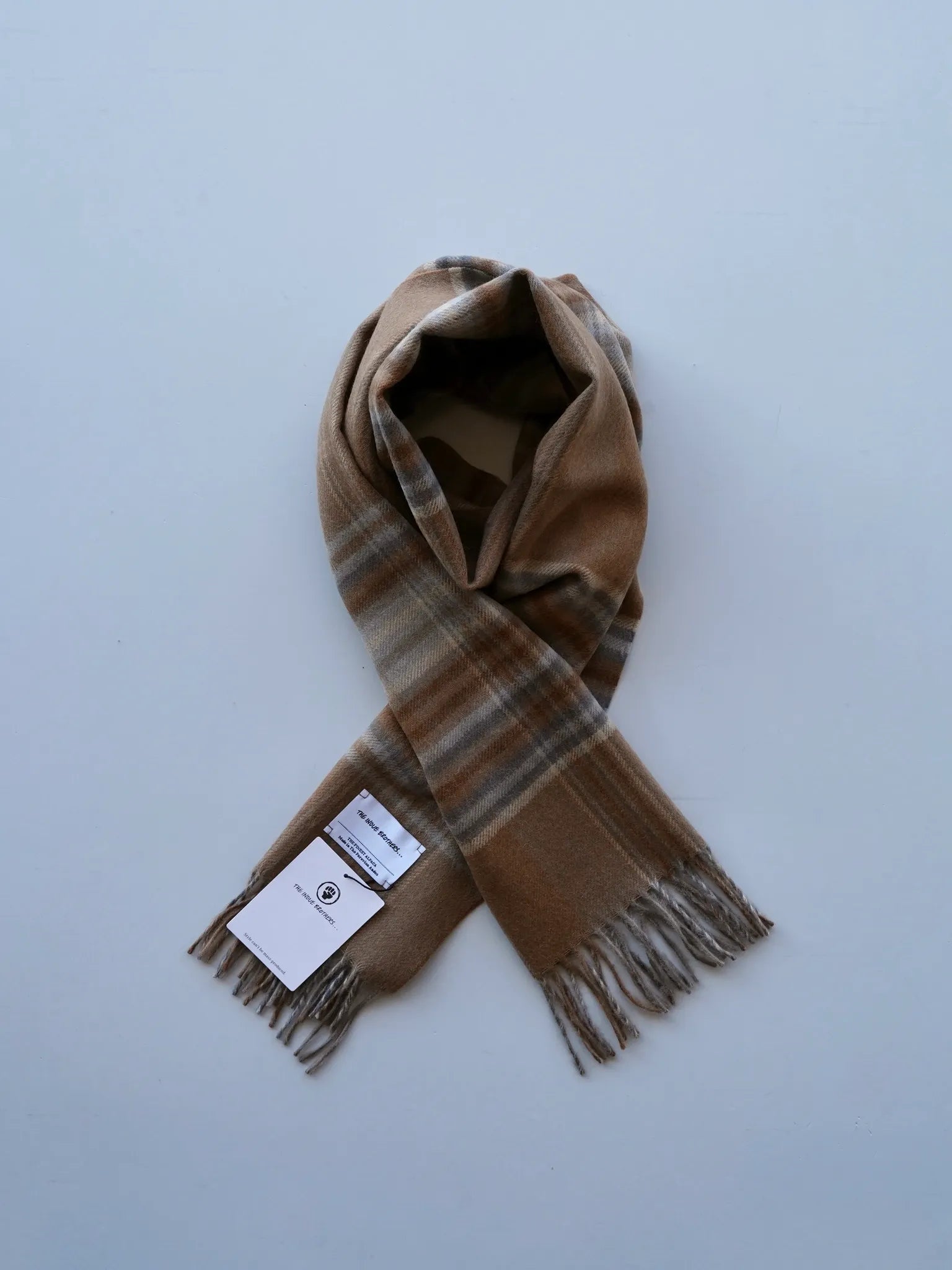 THE INOUE BROTHERS Brushed Scarf Check Checkered Beige