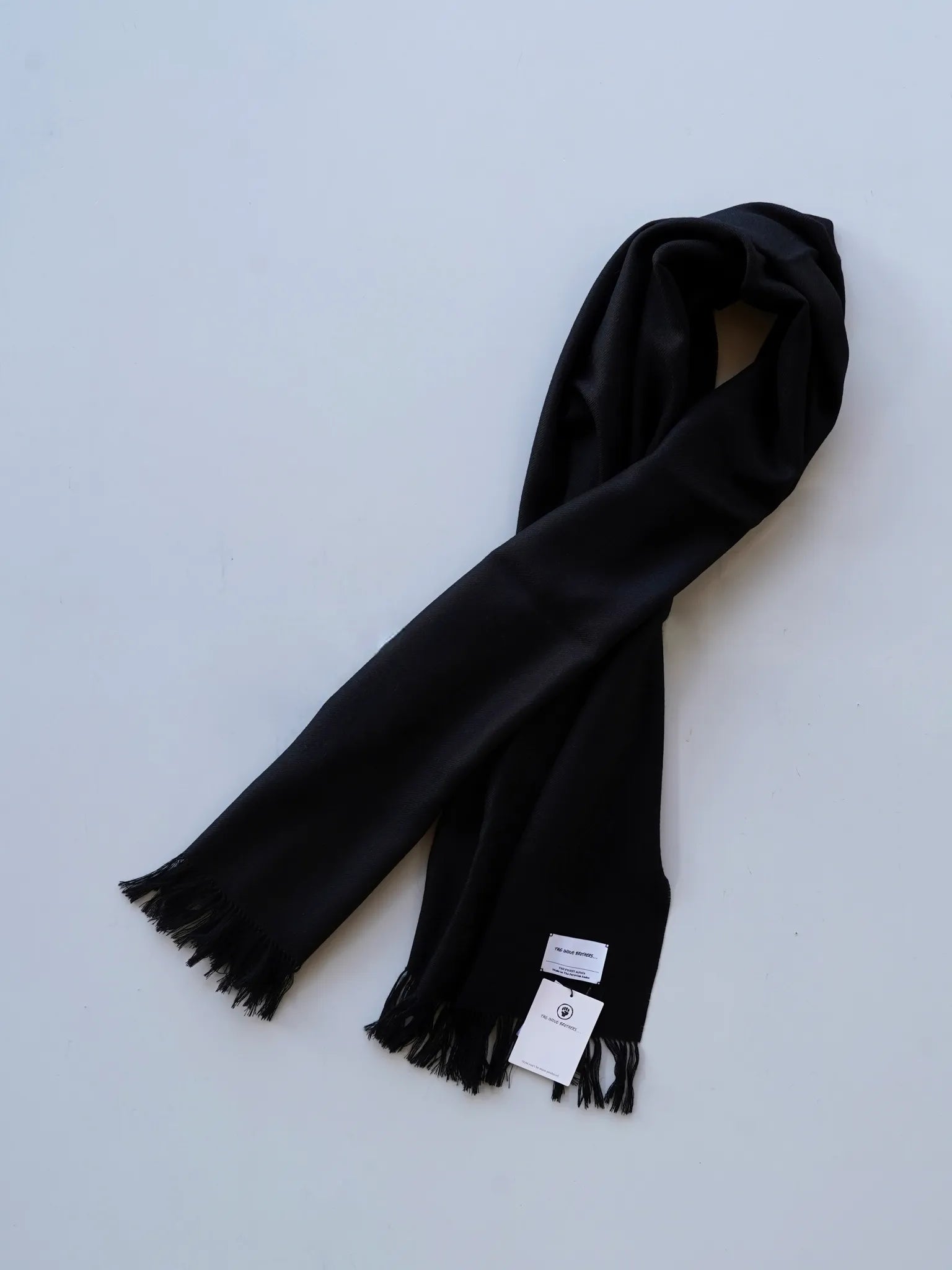 THE INOUE BROTHERS Non Brushed Large Stole Twisted Fringes Black