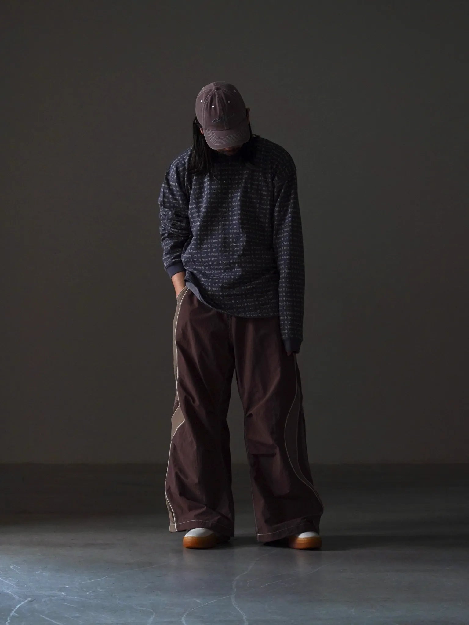 ERL JACQUARD LONG SLEEVE TEE BROWN | CASANOVA&CO (カサノヴァアンド 