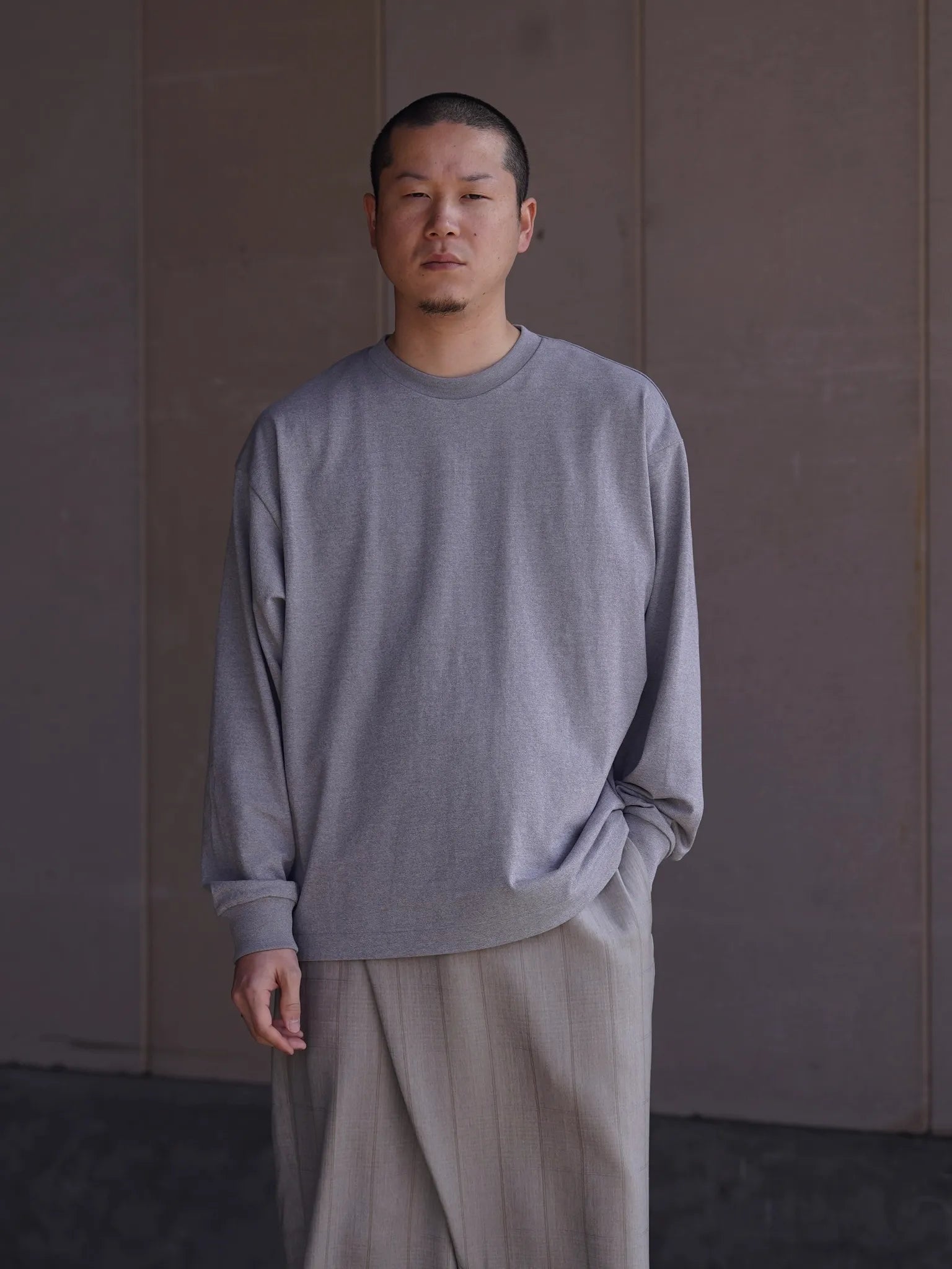 nonnotte New Tapered Oversized Long Sleeve Heather Ash
