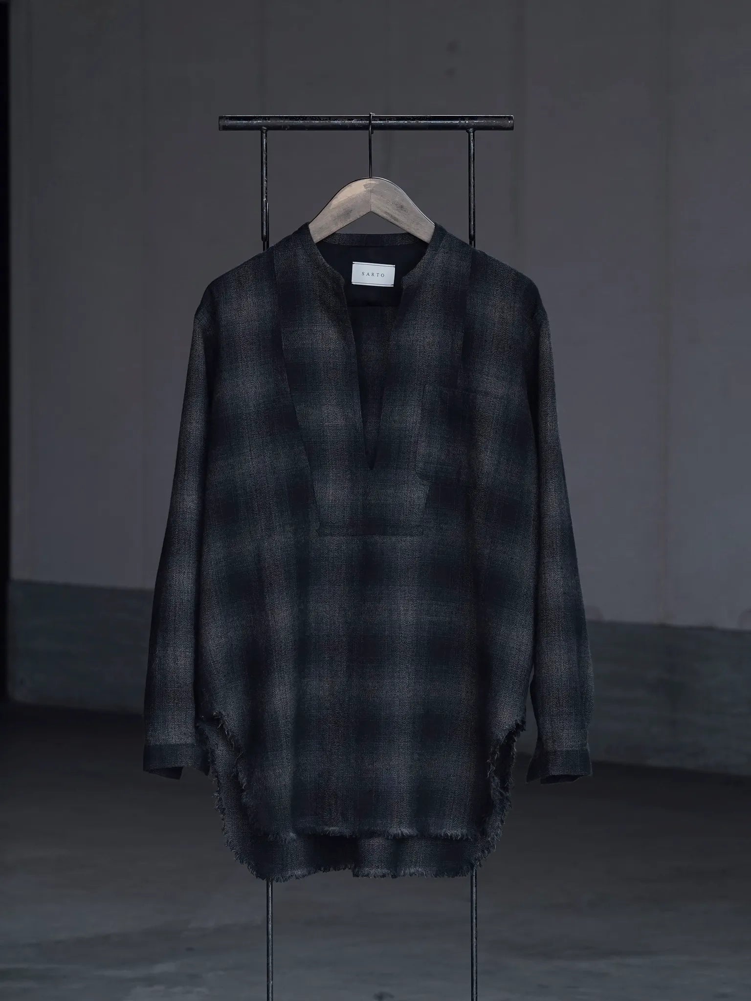 SARTO [WOOL LINEN OMBRE CHECK PLAIN] OMBRE CHECK SKIPPER BLOUSE
