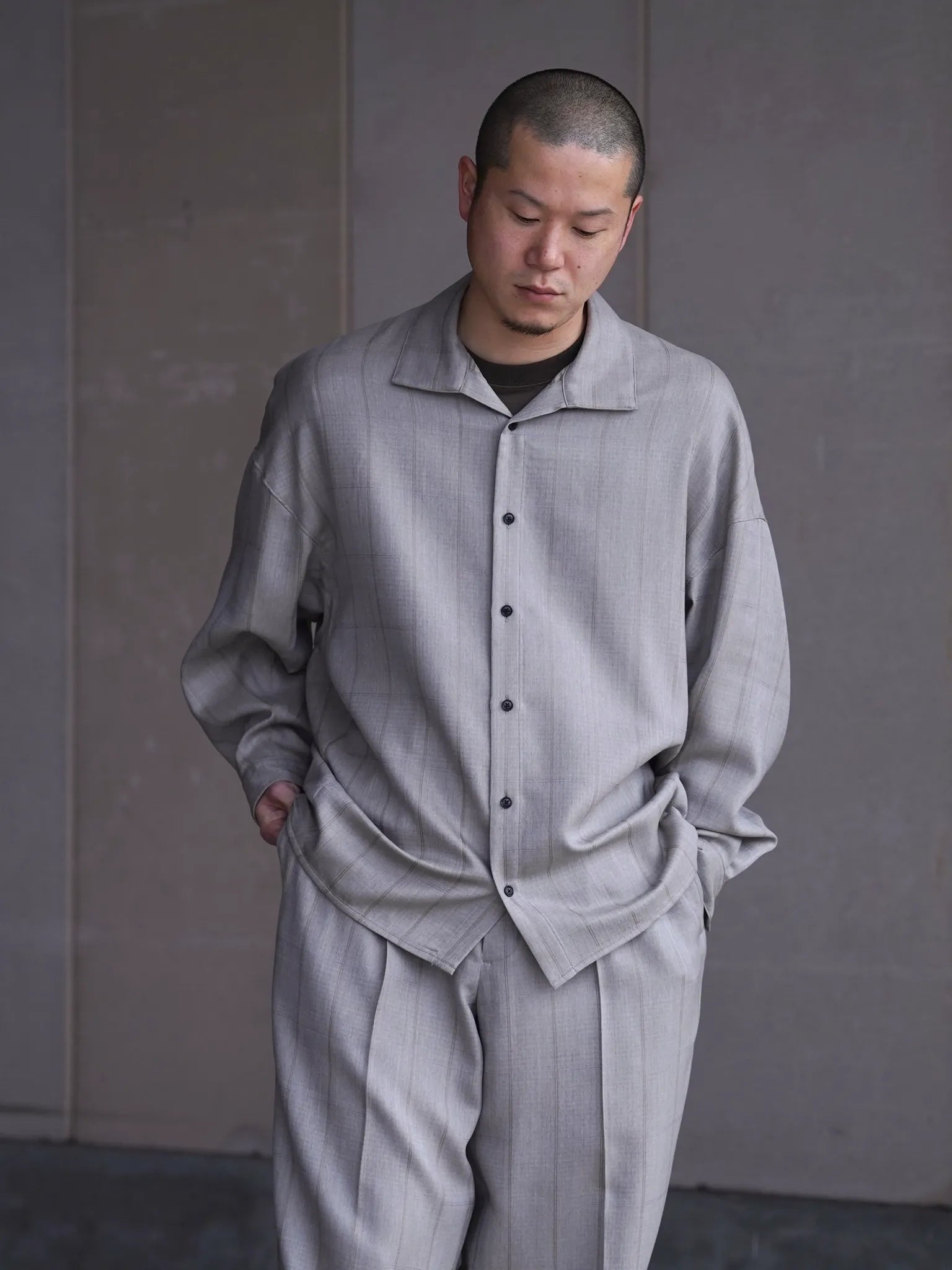 nonnotte Draping Open Collar Shirt Type A Clay Mist | CASANOVA&CO nonnotte Draping Open Collar Shirt Type A Clay Mist | CASANOVA&CO