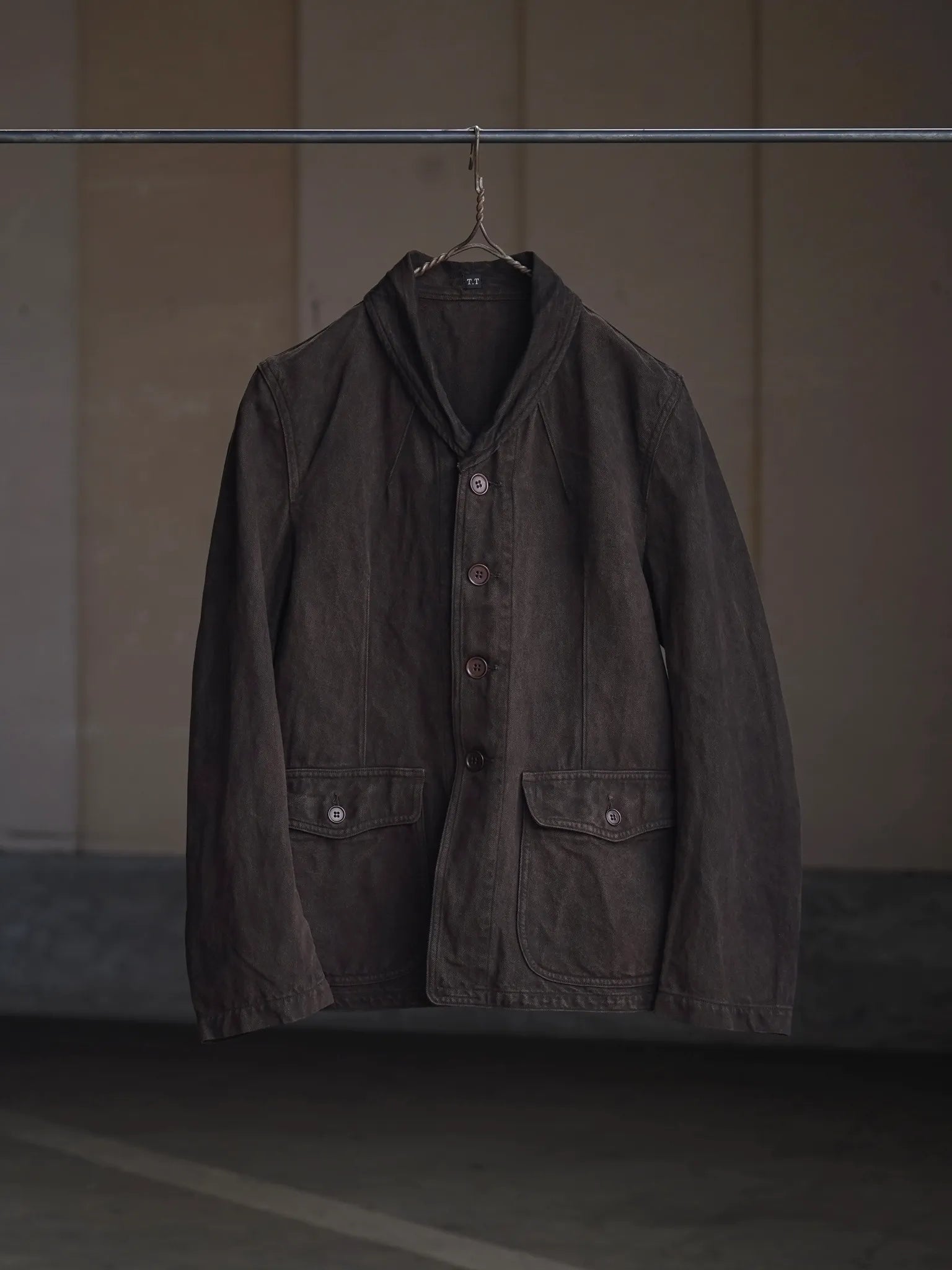 T.T LOT.327 MODIFIED SHAWL COLLAR JACKET Mud Dyed Brown