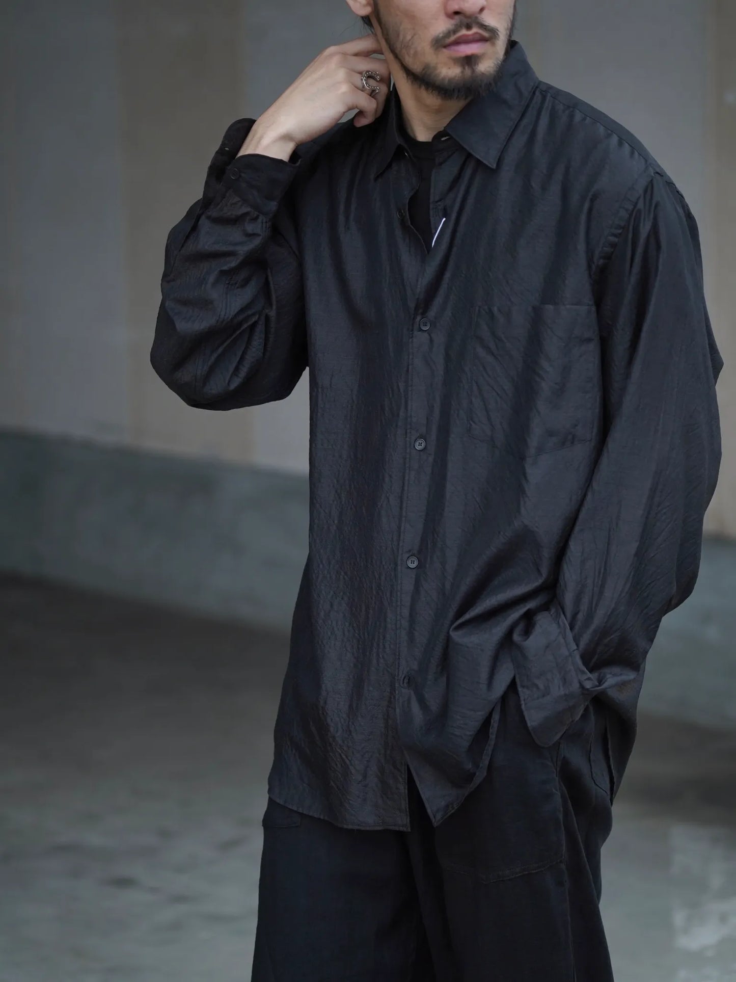 COMOLI | ウールシルク コモリシャツ CHARCOAL