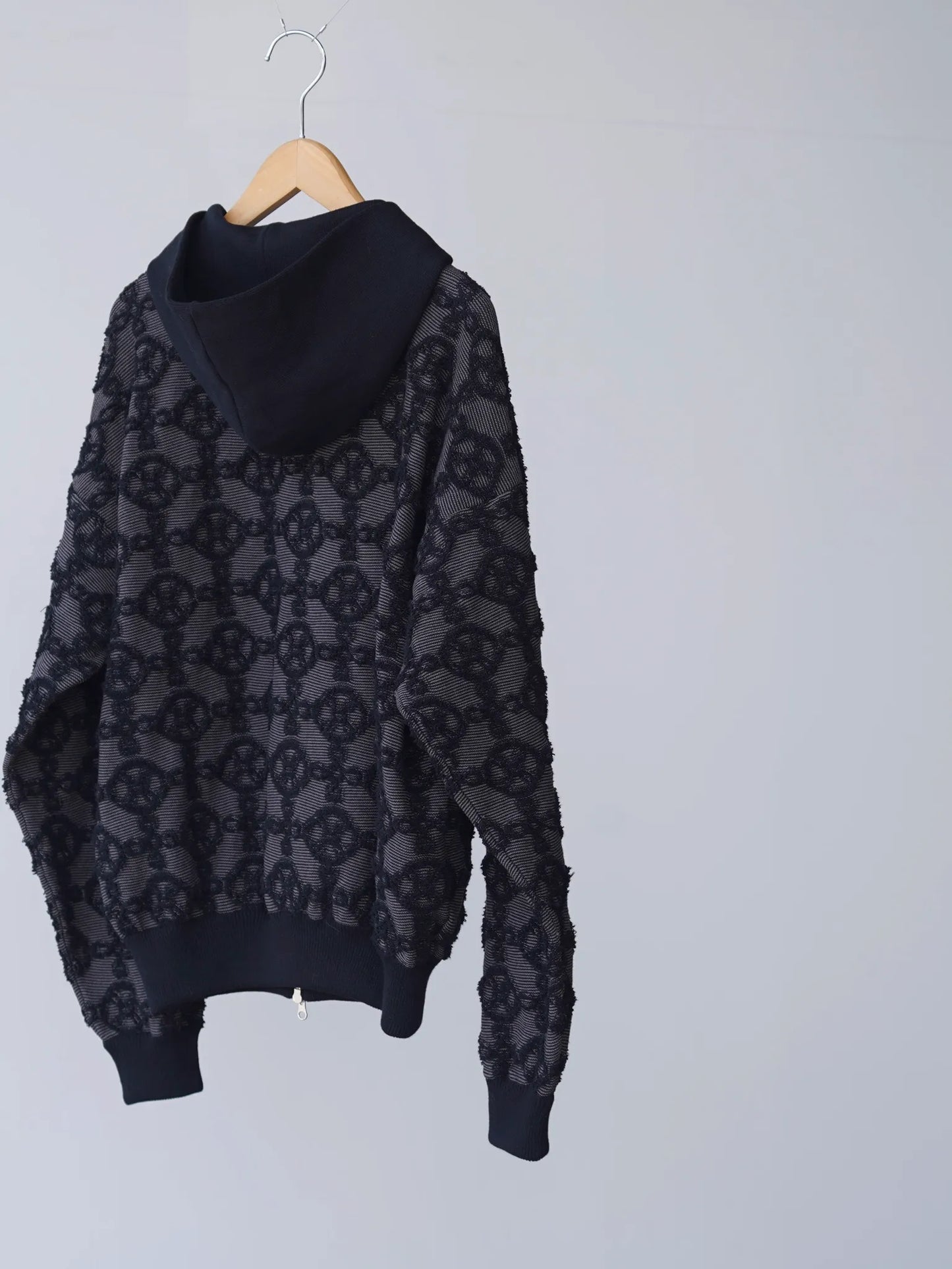 KAKAN | GRIDPILE KNIT PARKA Black