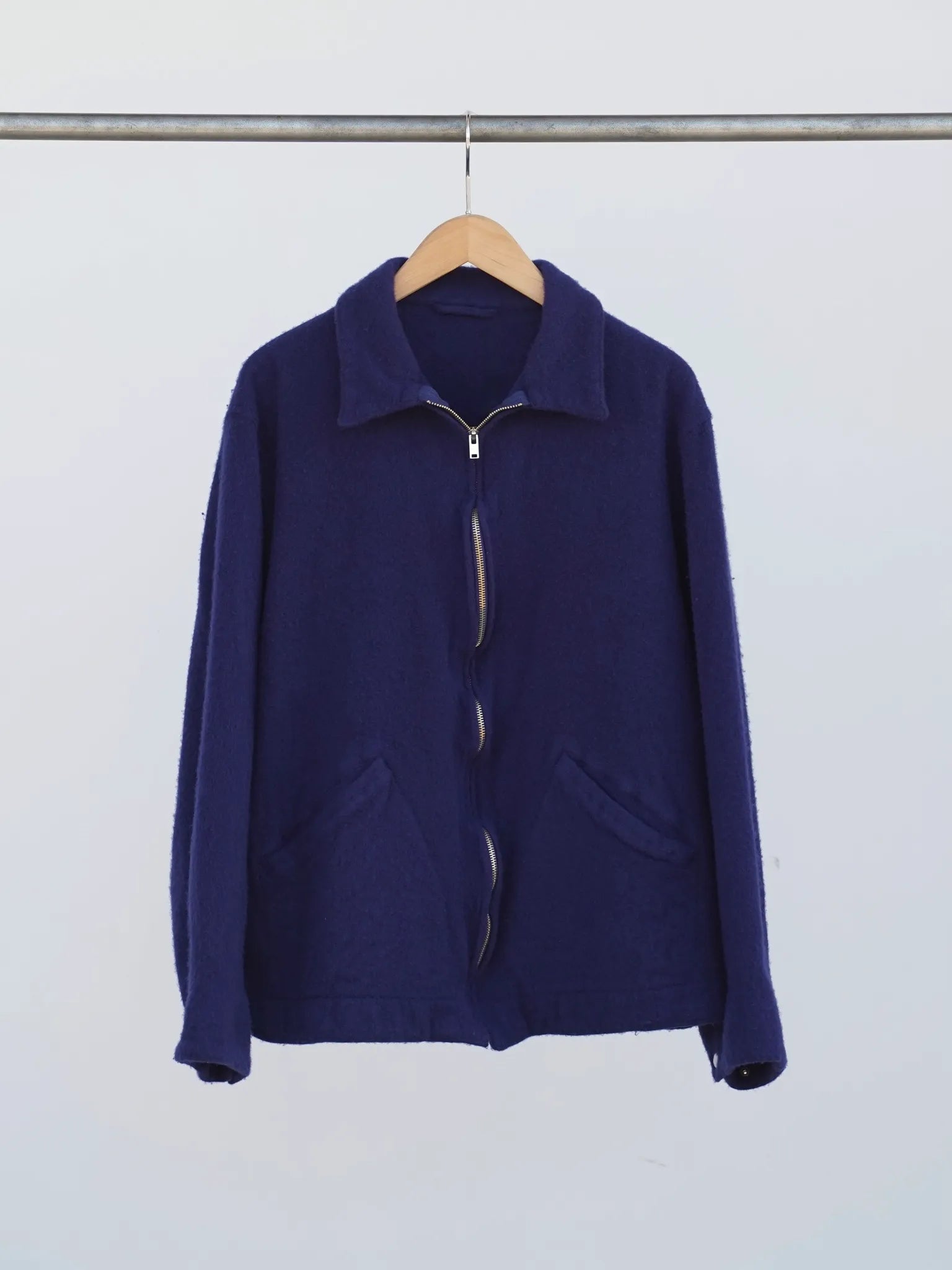 COMOLI 縮絨ウール ジップショートジャケット PURPLE BLUE COMOLI 縮絨ウール ジップショートジャケット PURPLE BLUE