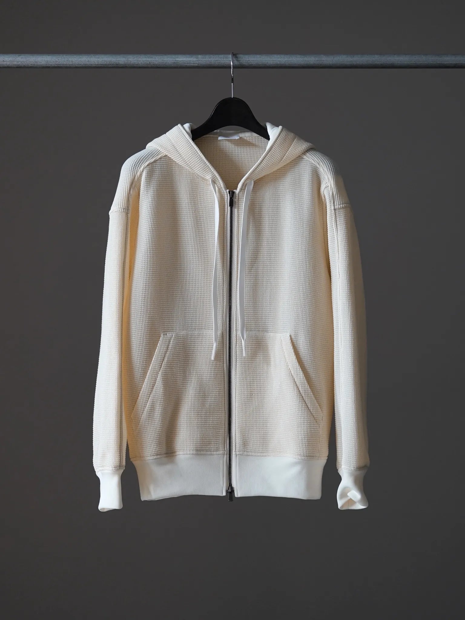 Yamauchi Wool Waffle Cloth Hoodie off white | CASANOVA&CO online store