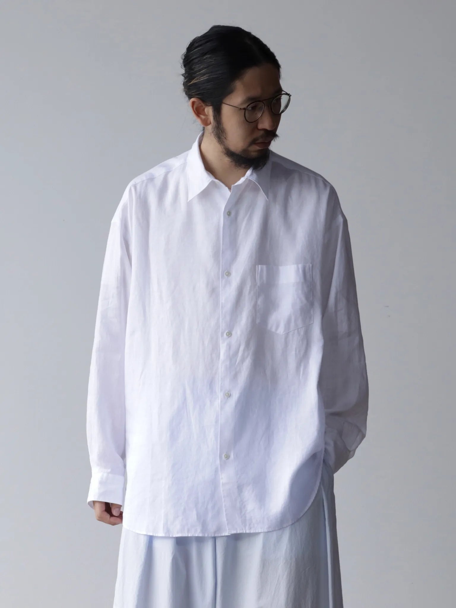 Graphpaper Linen L/S Oversized Regular Collar Shirt WHITE | CASANOVA&CO  (カサノヴァアンドコー) オンライン通販サイト