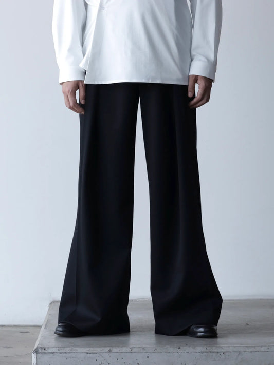 SEAN SUEN | folded wool trousers black