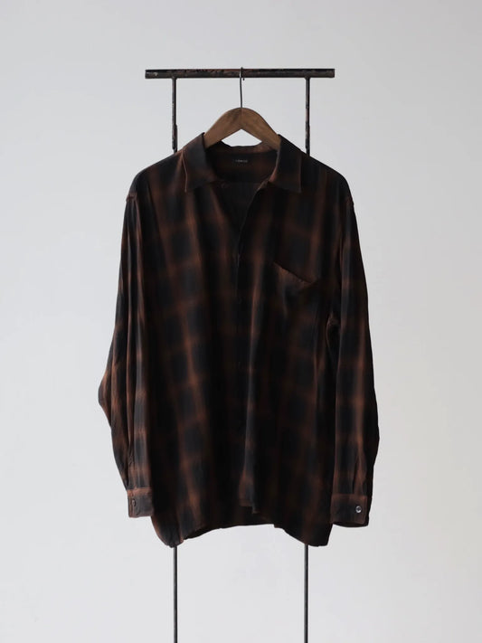 COMOLI | レーヨン オープンカラーシャツ BLACK