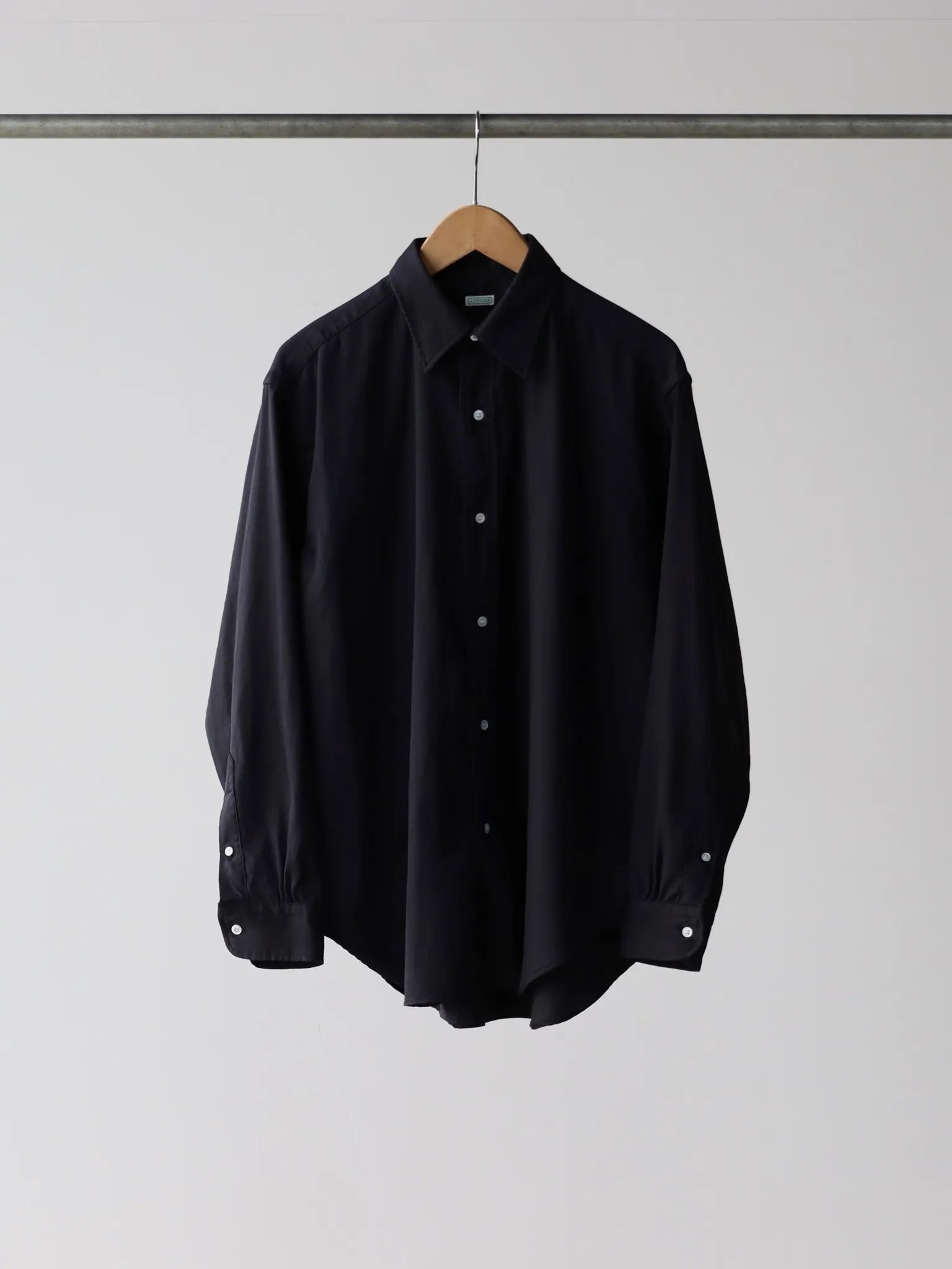 A.PRESSE | Double Weave Twill Regular Collar Shirt BLACK
