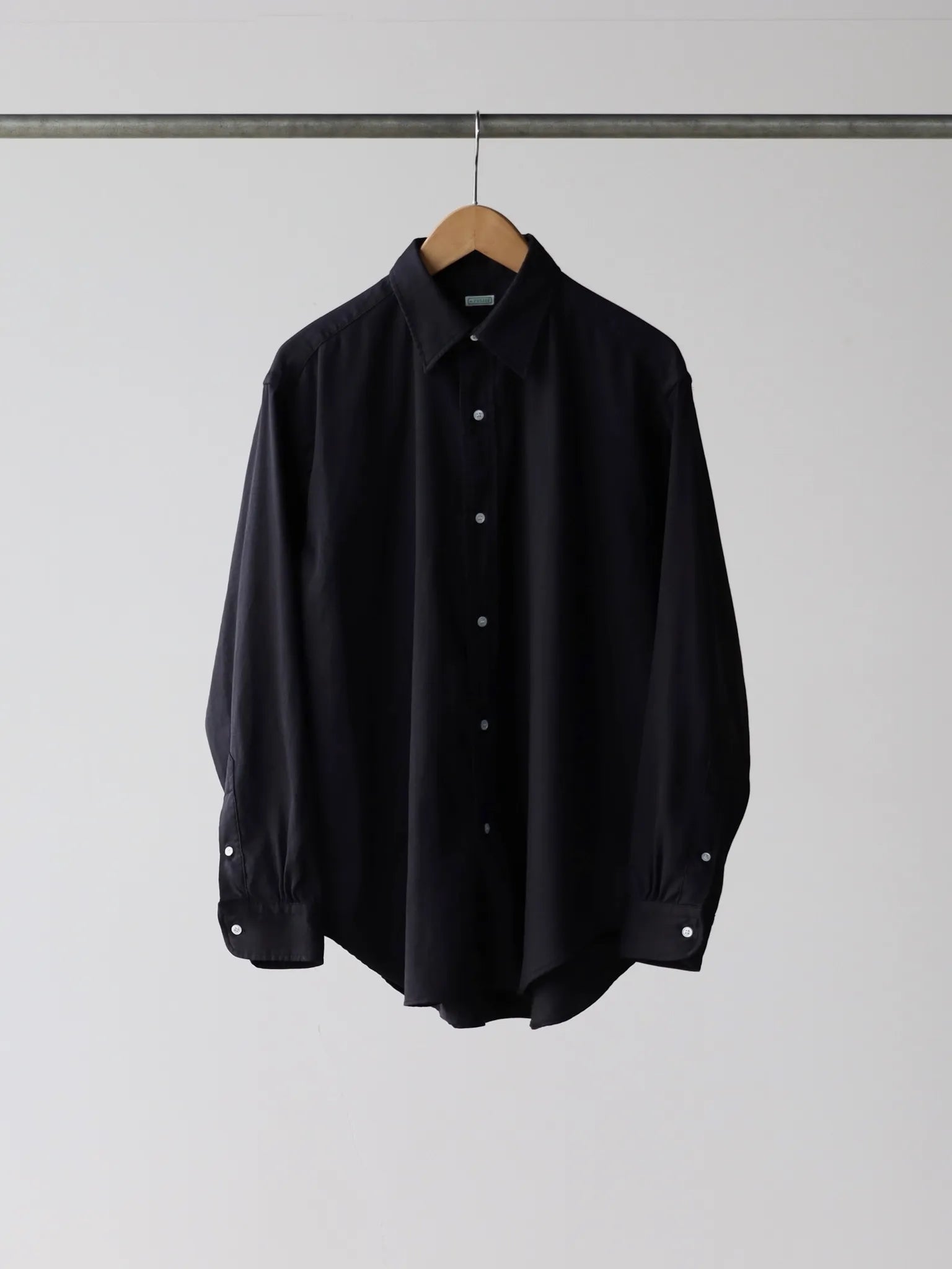 A.PRESSE Double Weave Twill Regular Collar Shirt BLACK 