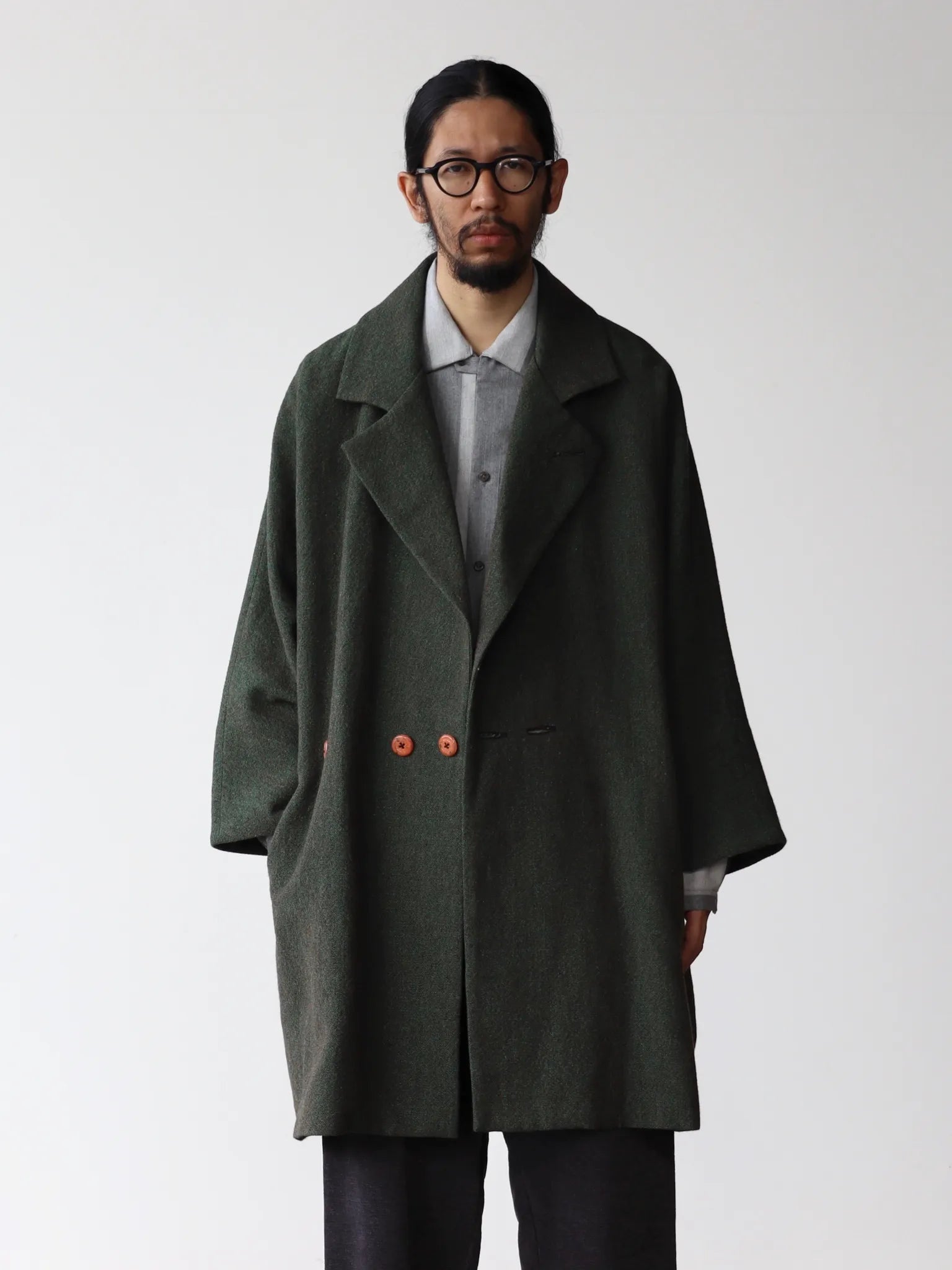 amachi. Dolman Sleeve 4Button Coat Verdigris Green | CASANOVA&CO 