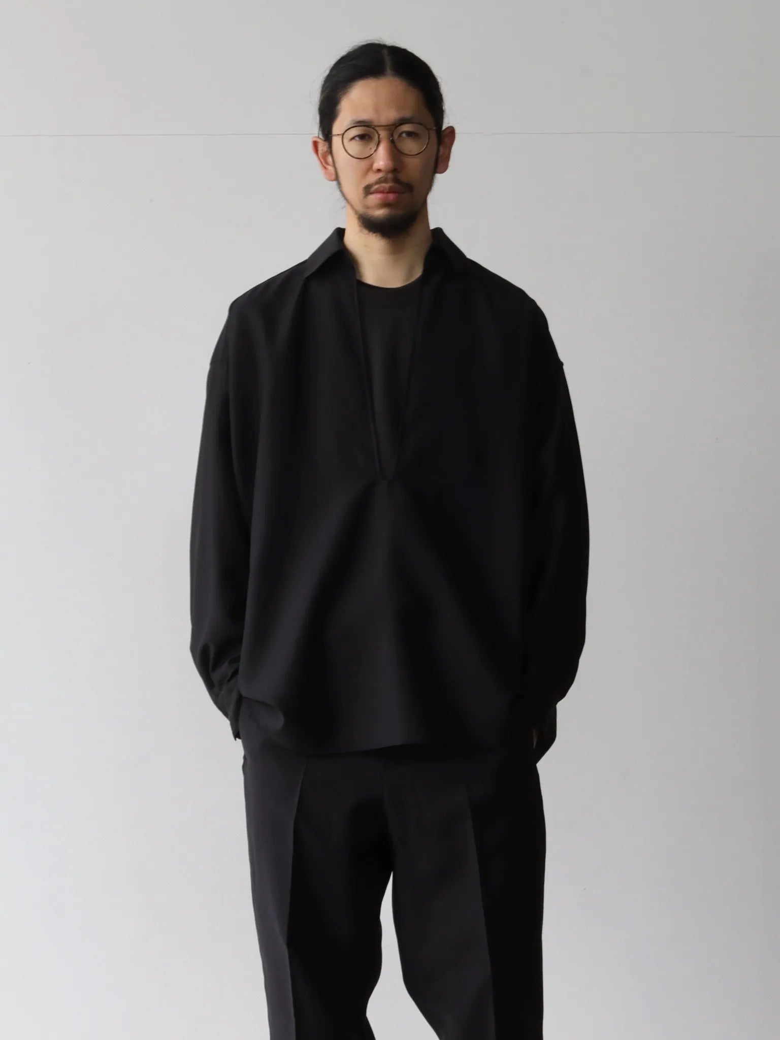 Graphpaper | Wool Cupro Skipper Shirt BLACK