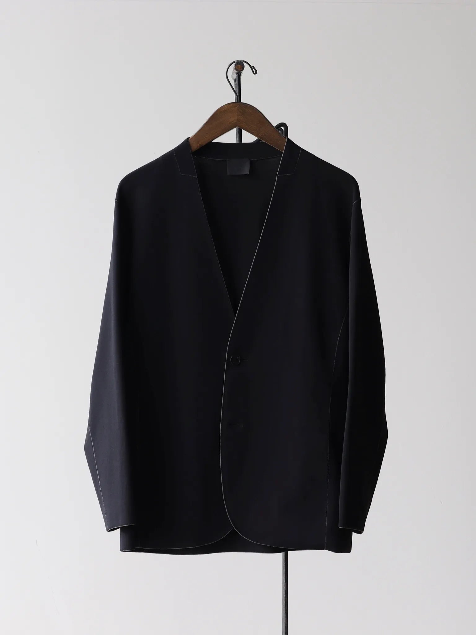 Yamauchi ZZ strong twist punch/no collar jacket black×gray cord Yamauchi ZZ strong twist punch/no collar jacket black×gray cord