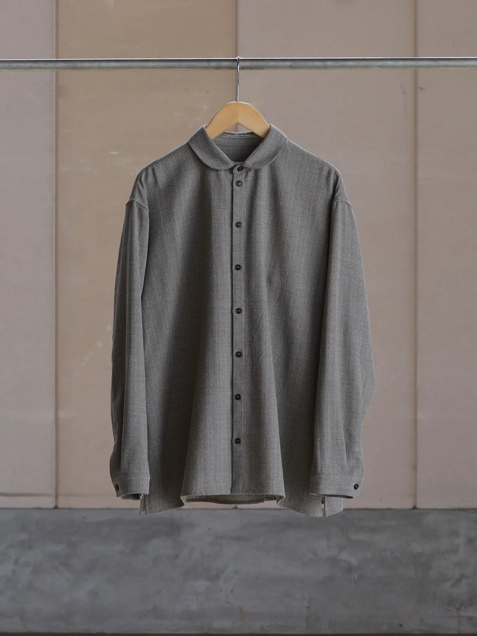 トップス nonnotte Oversized Shirt Turtledove nonnotte Oversized Shirt Round Collar Original Geometric Brown Top