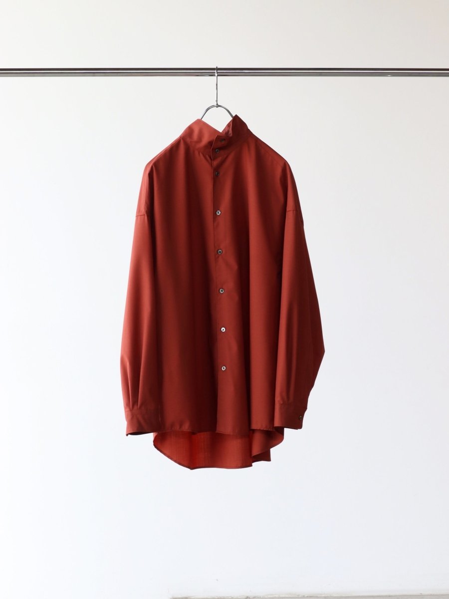 Graphpaper Fine Wool Tropical Oversized Stand Collar Shirt BRICK
