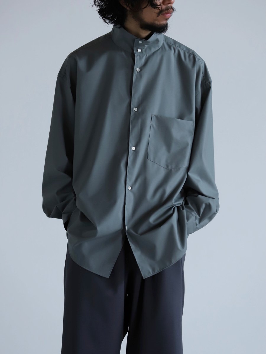 Graphpaper Fine Wool Tropical Oversized Stand Collar Shirt L.GREEN 