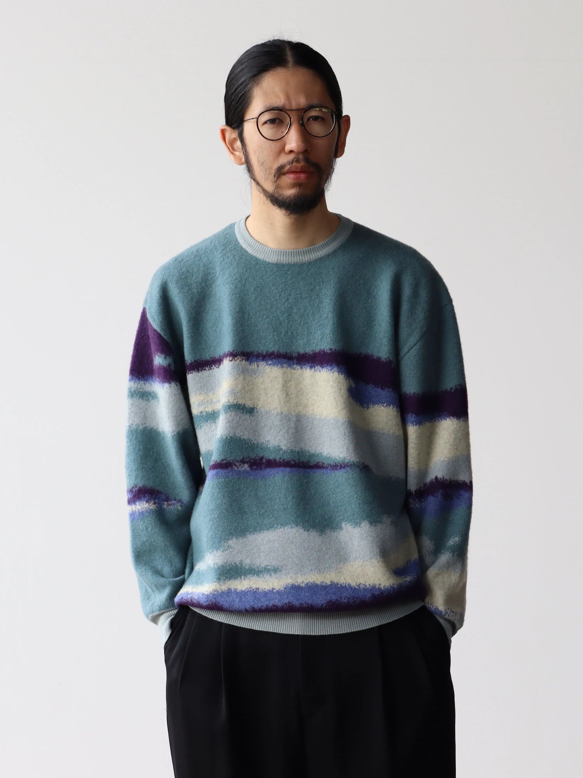 【23AW】Graphpaper Jacquard Crew Neck Knit