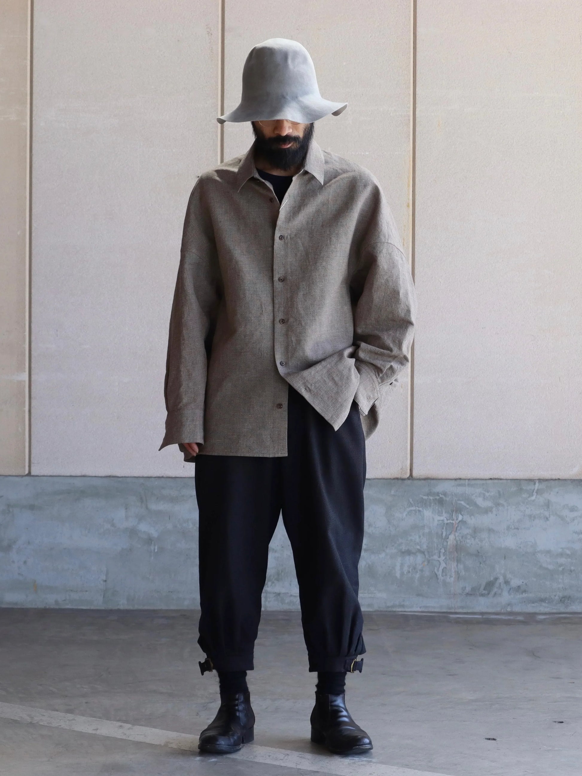 nonnotte × CASANOVA&CO Draping Shirt Type A Geometric Brown nonnotte × CASANOVA&CO Draping Shirt Type A Geometric Brown