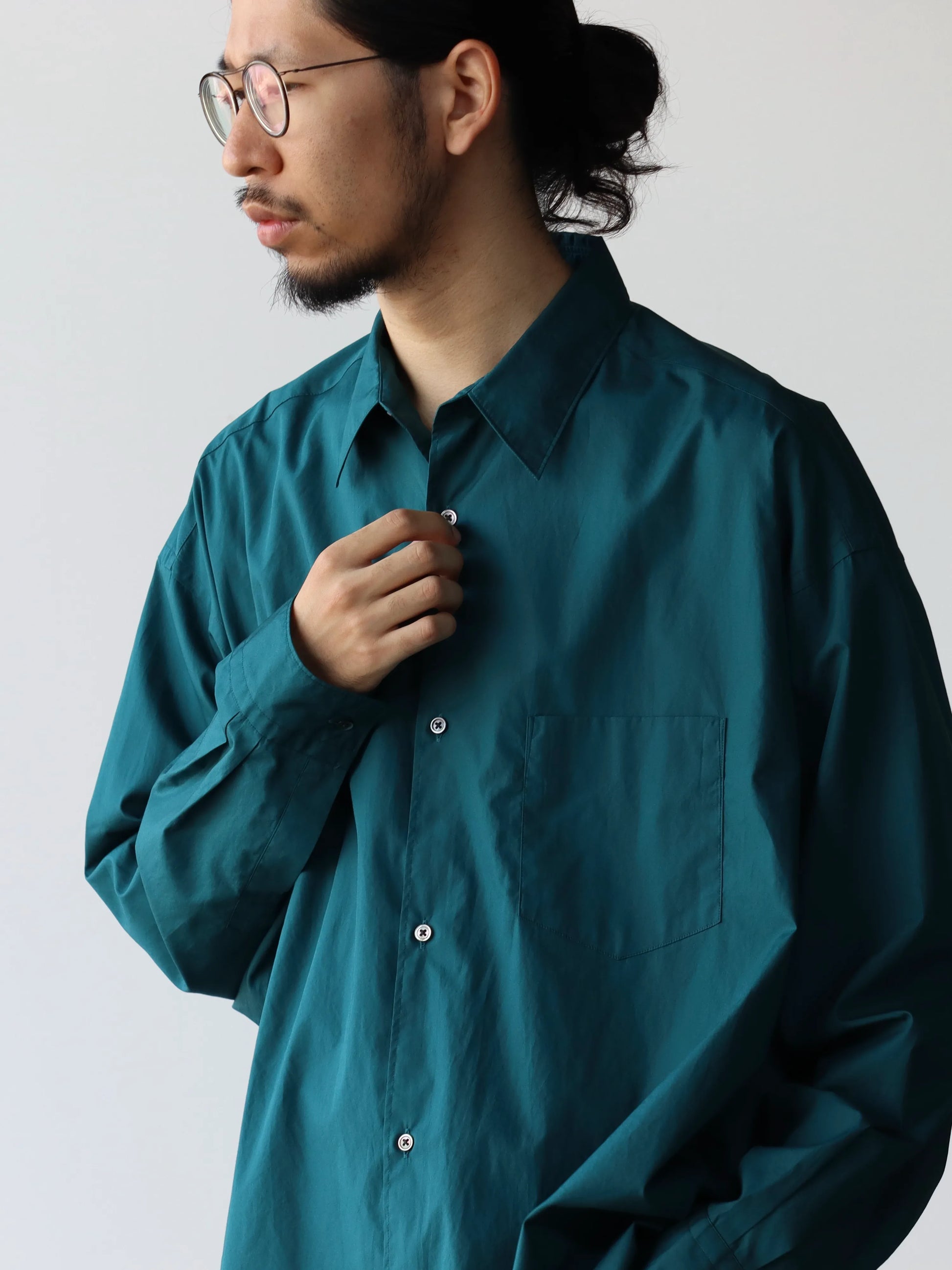 Graphpaper Broad L/S Oversized Regular Collar Shirt GREEN
