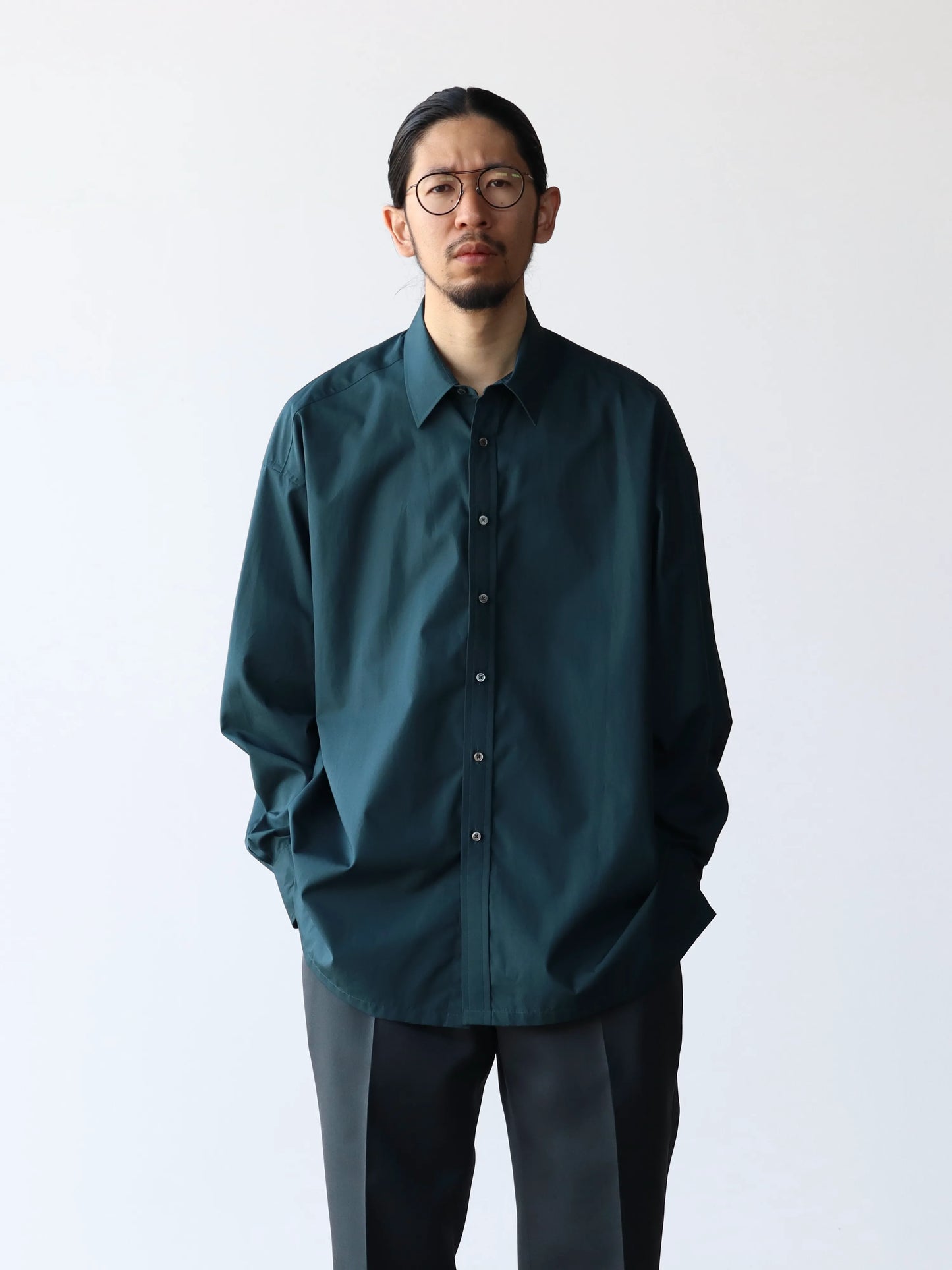 graphpaper-high-count-regular-collar-shirt-d-green-1