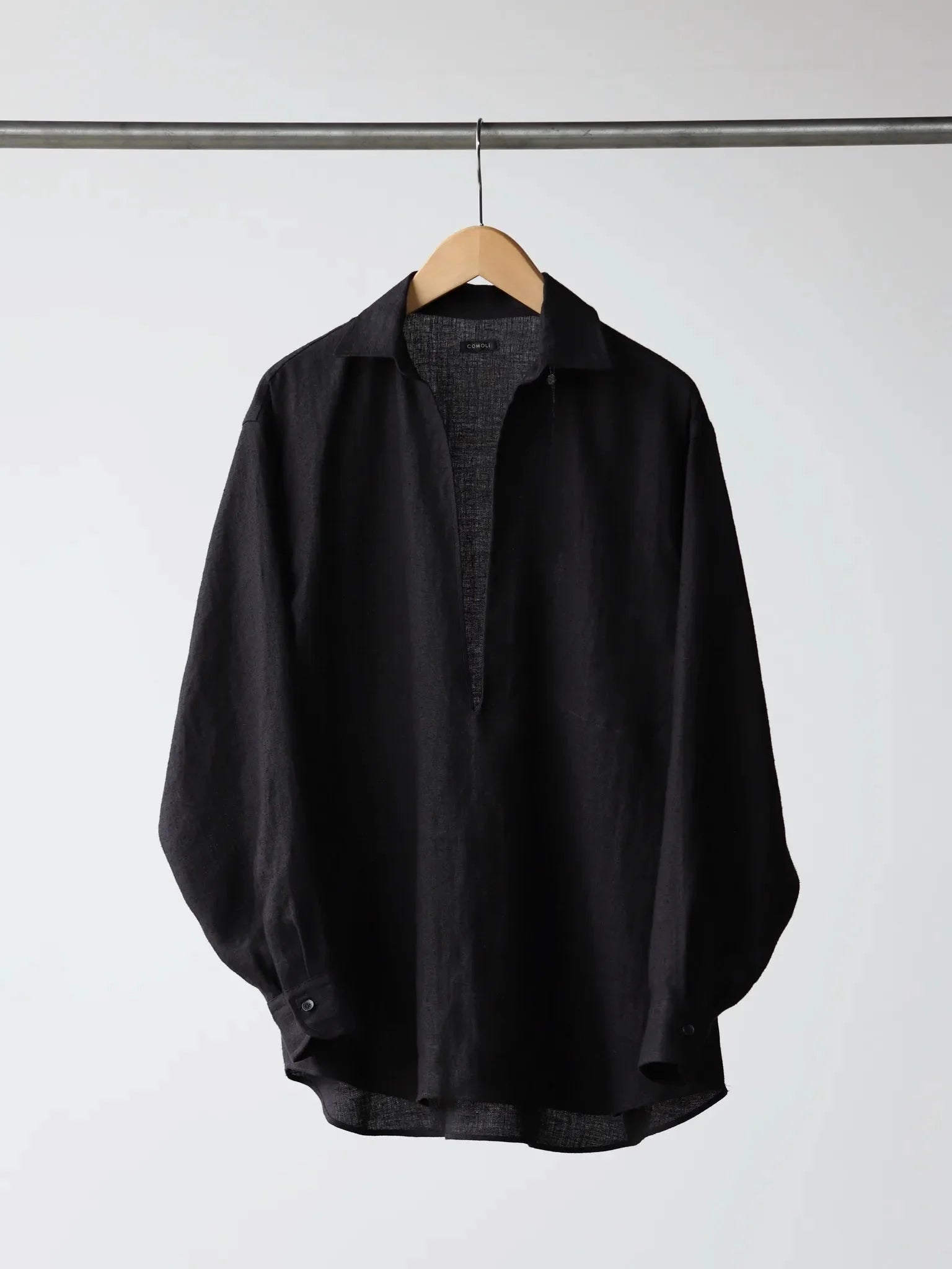 COMOLI カナパ プルオーバーシャツ BLACK | CASANOVA&CO (カサノヴァ