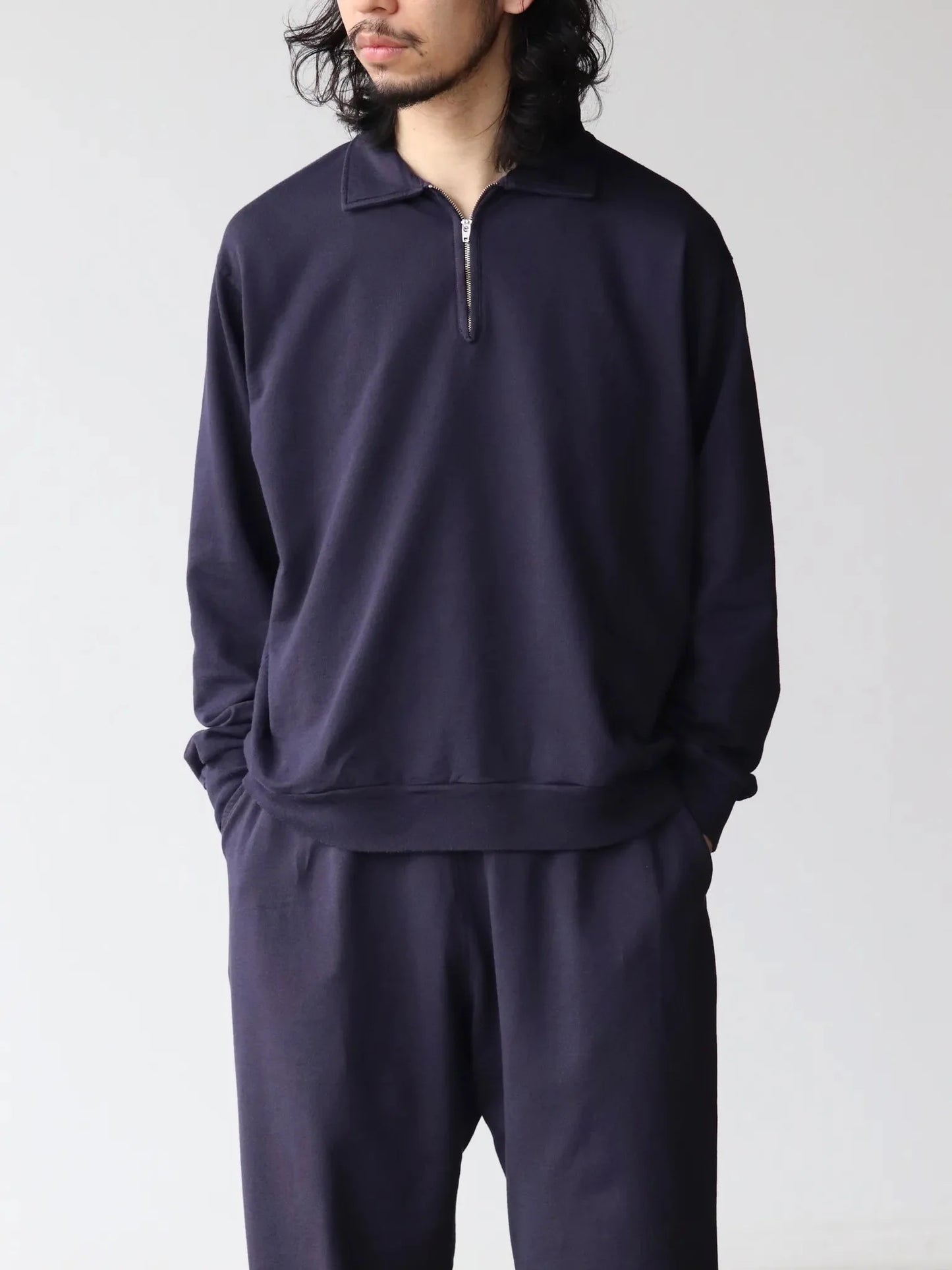 COMOLI コットンシルクジャージ ハーフジップPO NAVY | CASANOVA&CO COMOLI コットンシルクジャージ ハーフジップPO NAVY | CASANOVA&CO