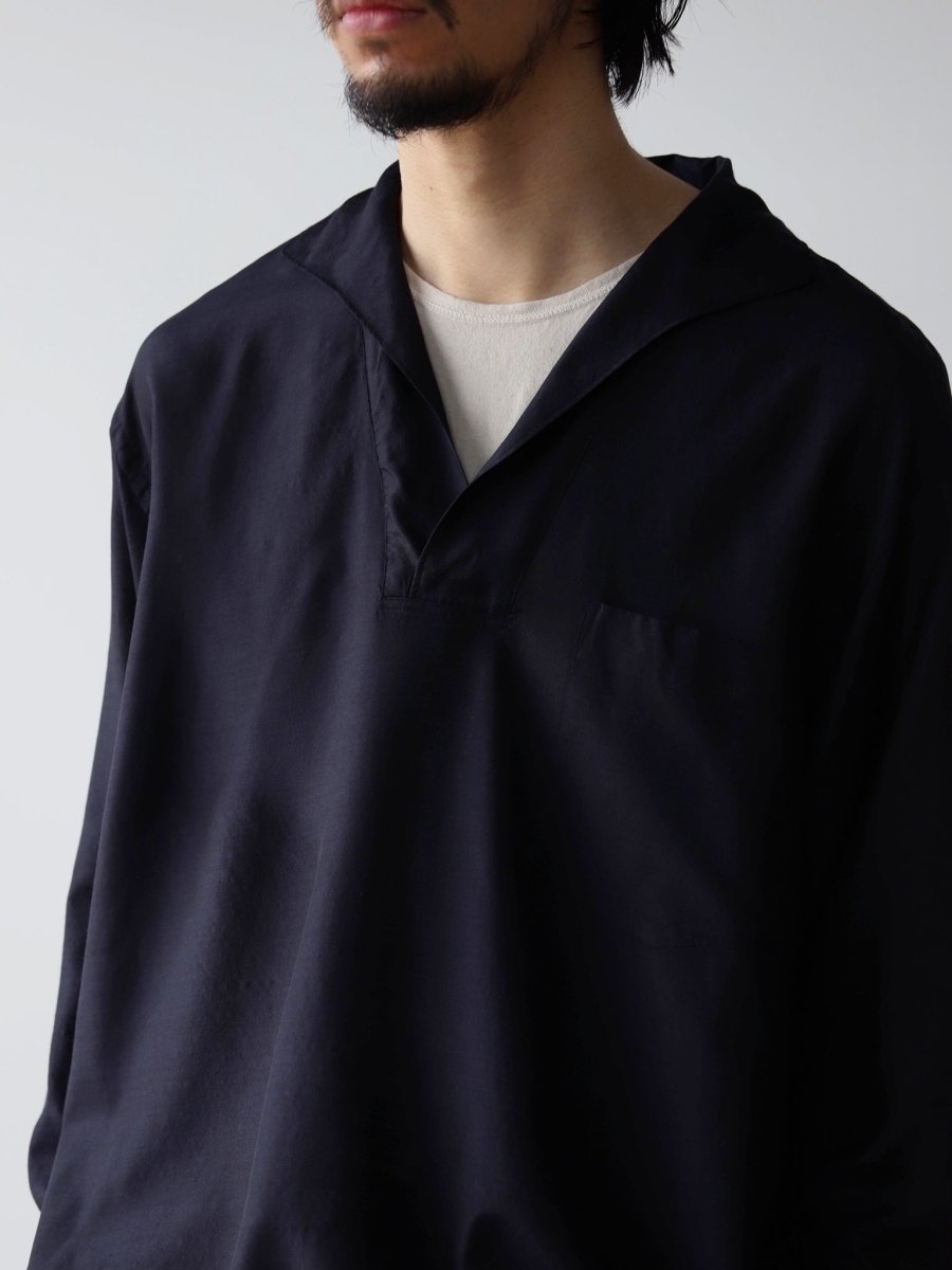 COMOLI | ウールシルク スキッパーシャツ NAVY