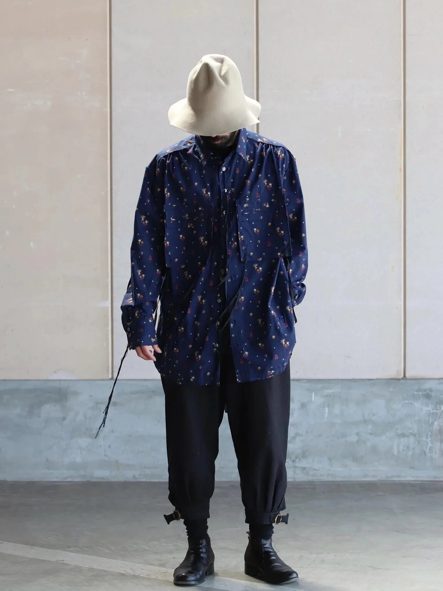 midorikawa エンジェル柄シャツ Midorikawa BACK SHORT SHIRT NAVY ANGEL | CASANOVA&CO (カサノヴァ