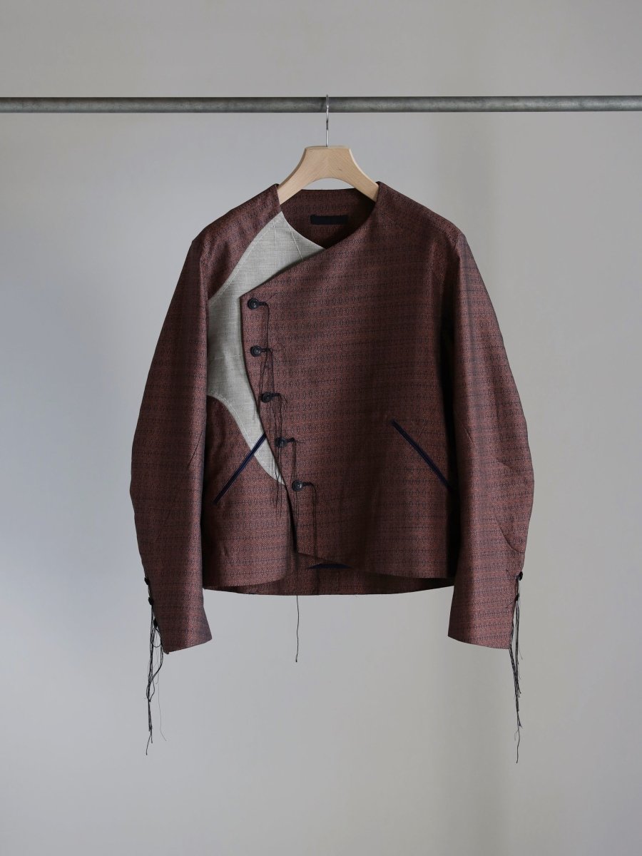 Nobuyuki Matsui No Collar Jacket Orange/Navy | CASANOVA&CO 