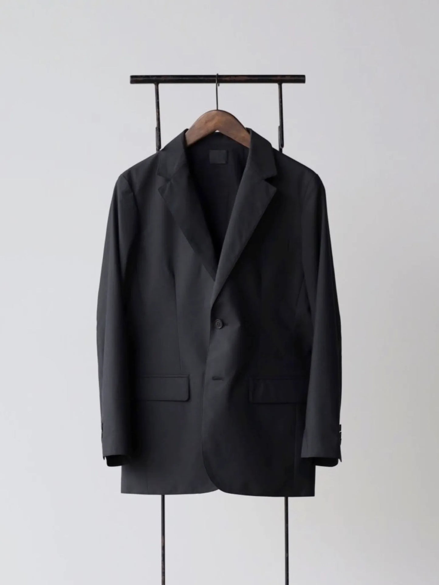 Yamauchi | Plain Weave Limit Density No Mulesing Wool Tailored Jacket black khaki