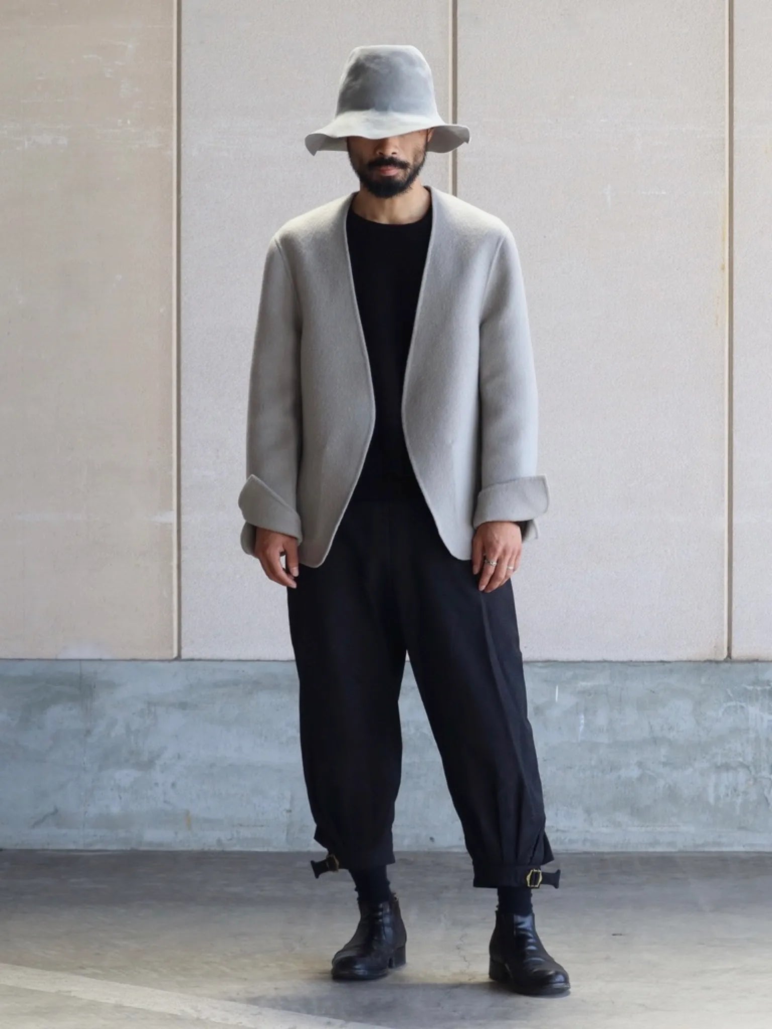 nonnotte Draping No Collar N Jacket Taupe | CASANOVA&CO