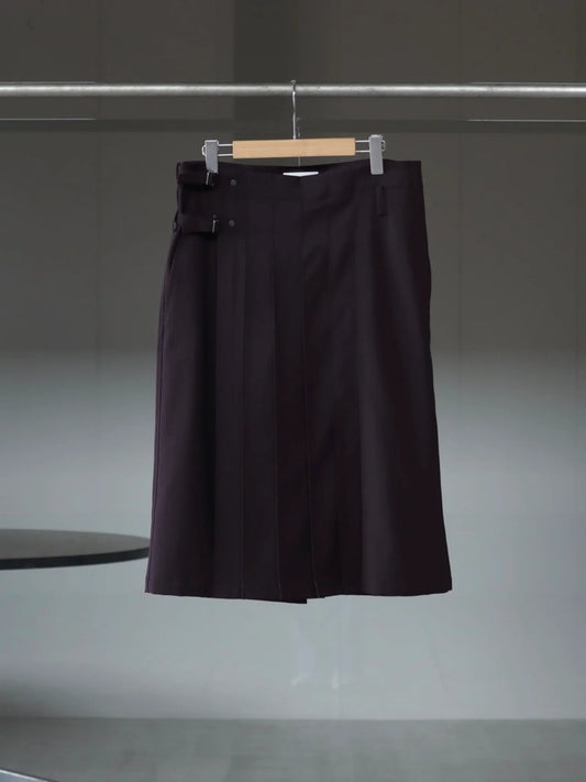 IRENISA | PLEATS WRAP SKIRT BURGUNDY