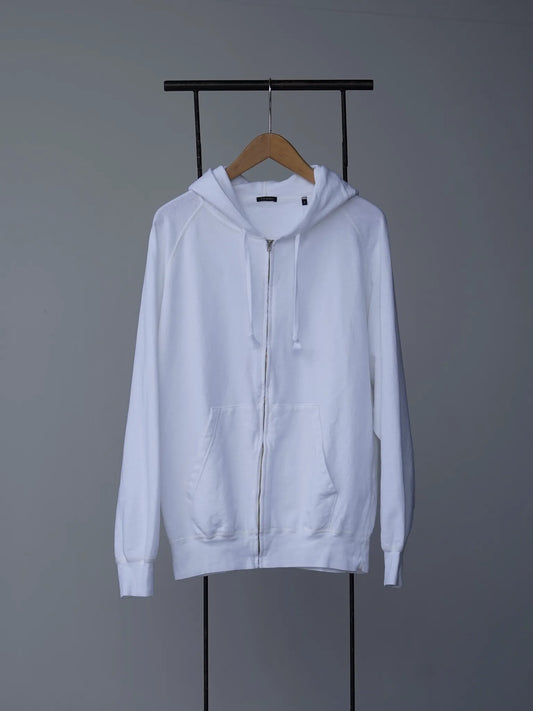 COMOLI | LWコットン裏毛 ジップパーカ WHITE