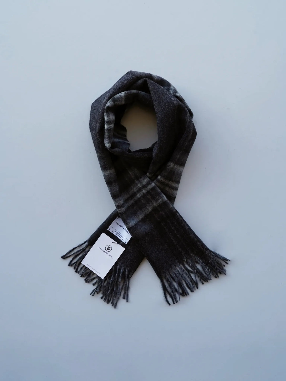 THE INOUE BROTHERS Brushed Scarf Check Checkered Black
