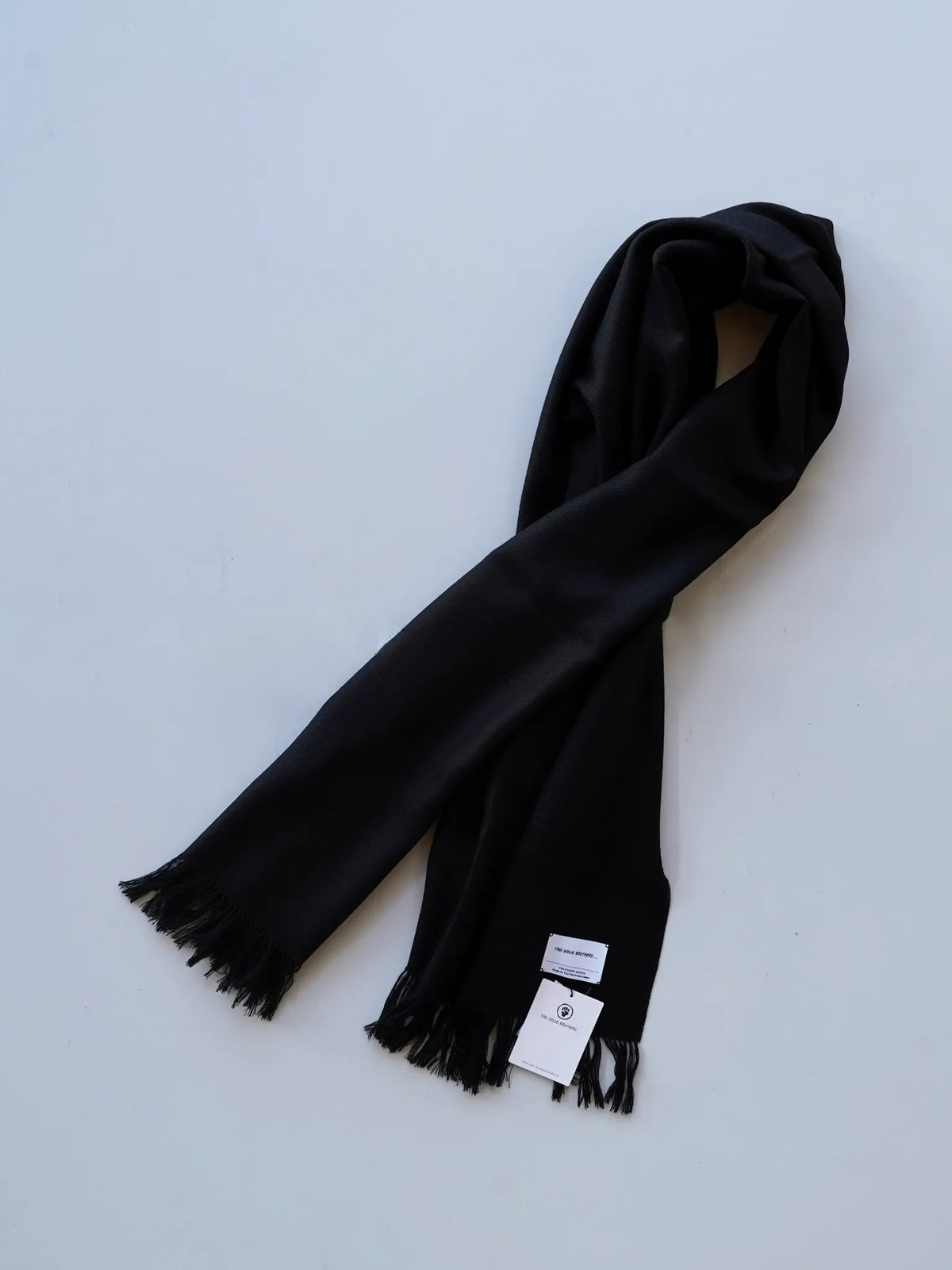 THE INOUE BROTHERS Non Brushed Large Stole Twisted Fringes Black THE INOUE BROTHERS Non Brushed Large Stole Twisted Fringes Black
