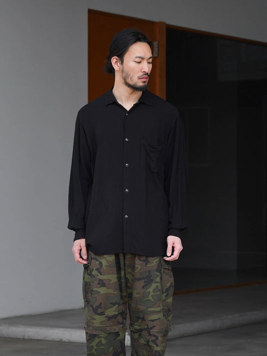 comoli-レーヨン-コモリシャツ-black-1