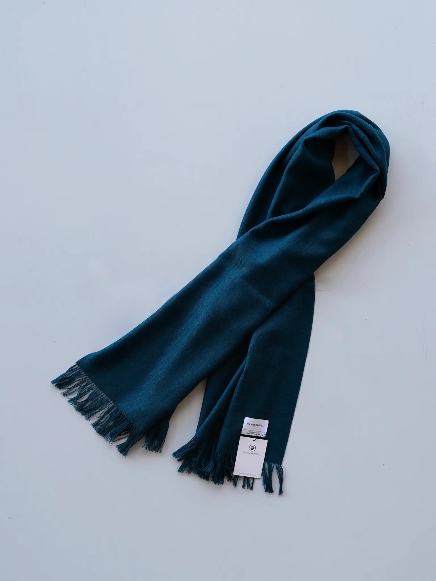 THE INOUE BROTHERS | Non Brushed Large Stole Twisted Fringes Teal