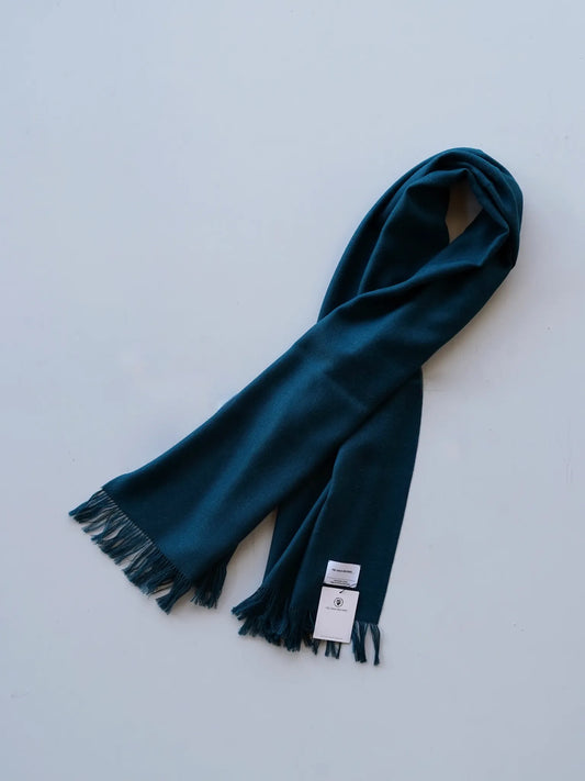 THE INOUE BROTHERS | Non Brushed Large Stole Twisted Fringes Teal