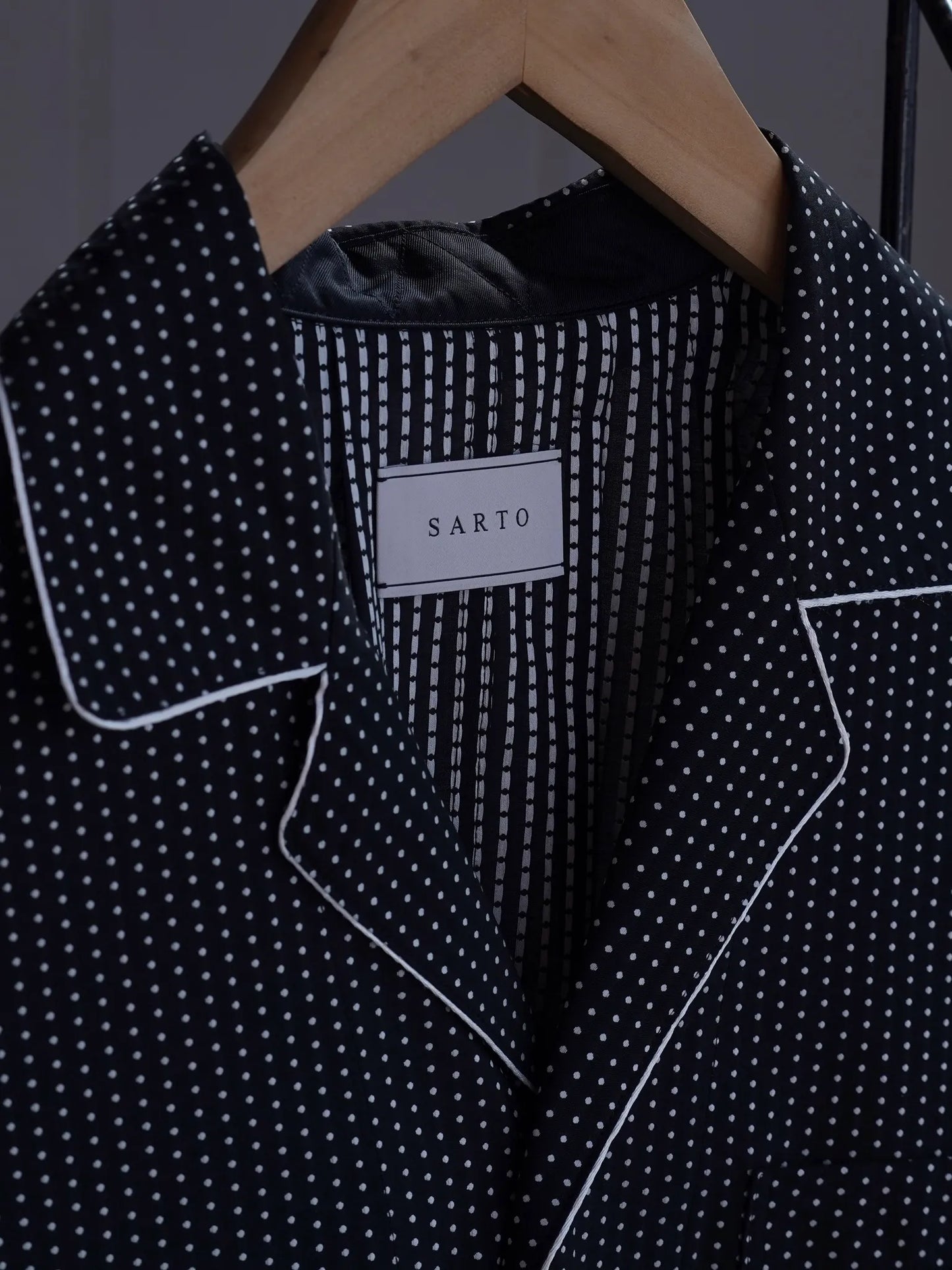 SARTO | [COTTON DOBBY DOTS] PYJAMS JACKET BLACK/O.WHITE
