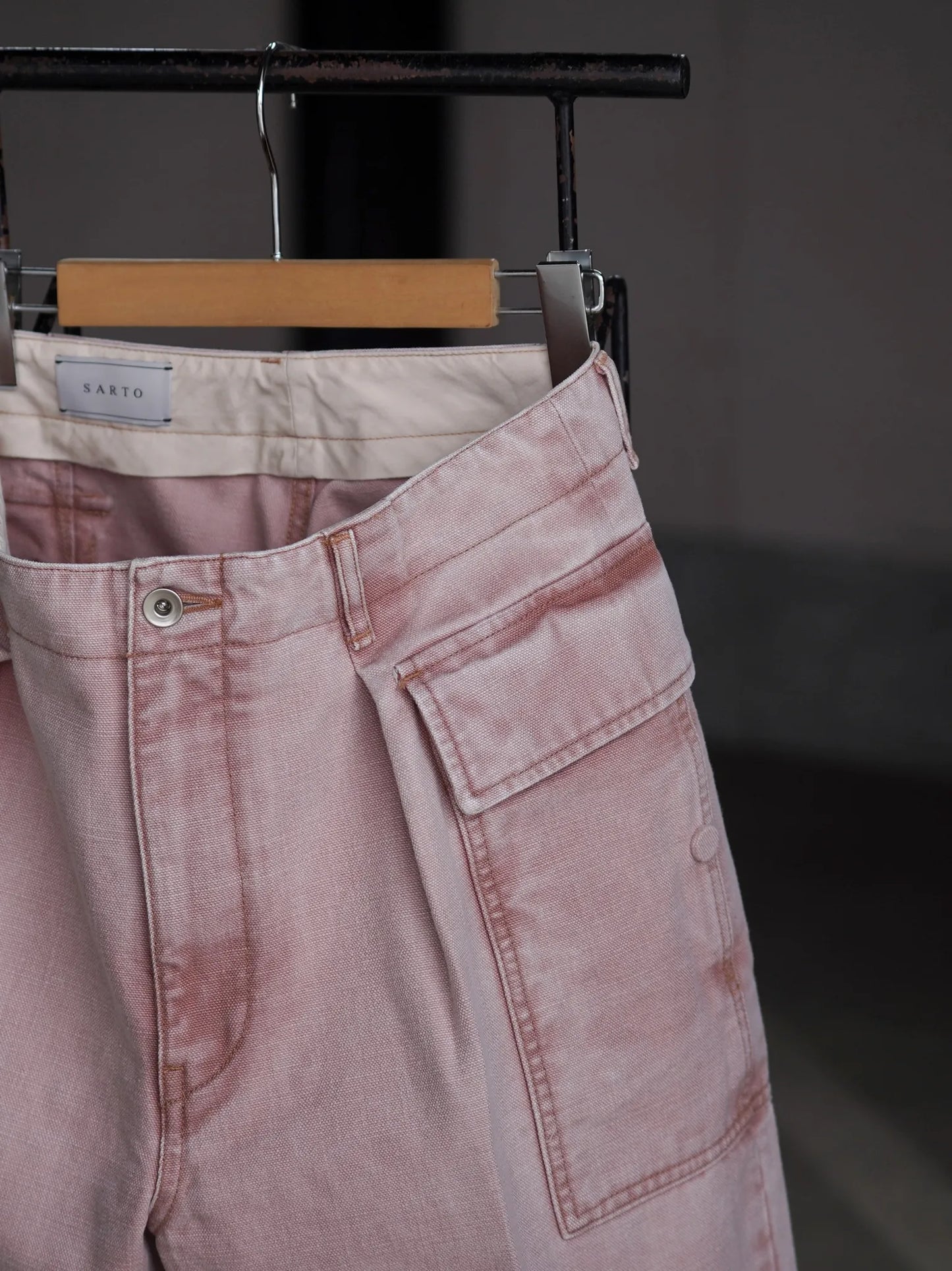 SARTO | [SULFUR DYING HEAVY CANVAS] CARGO PANTS WASHED L.PINK