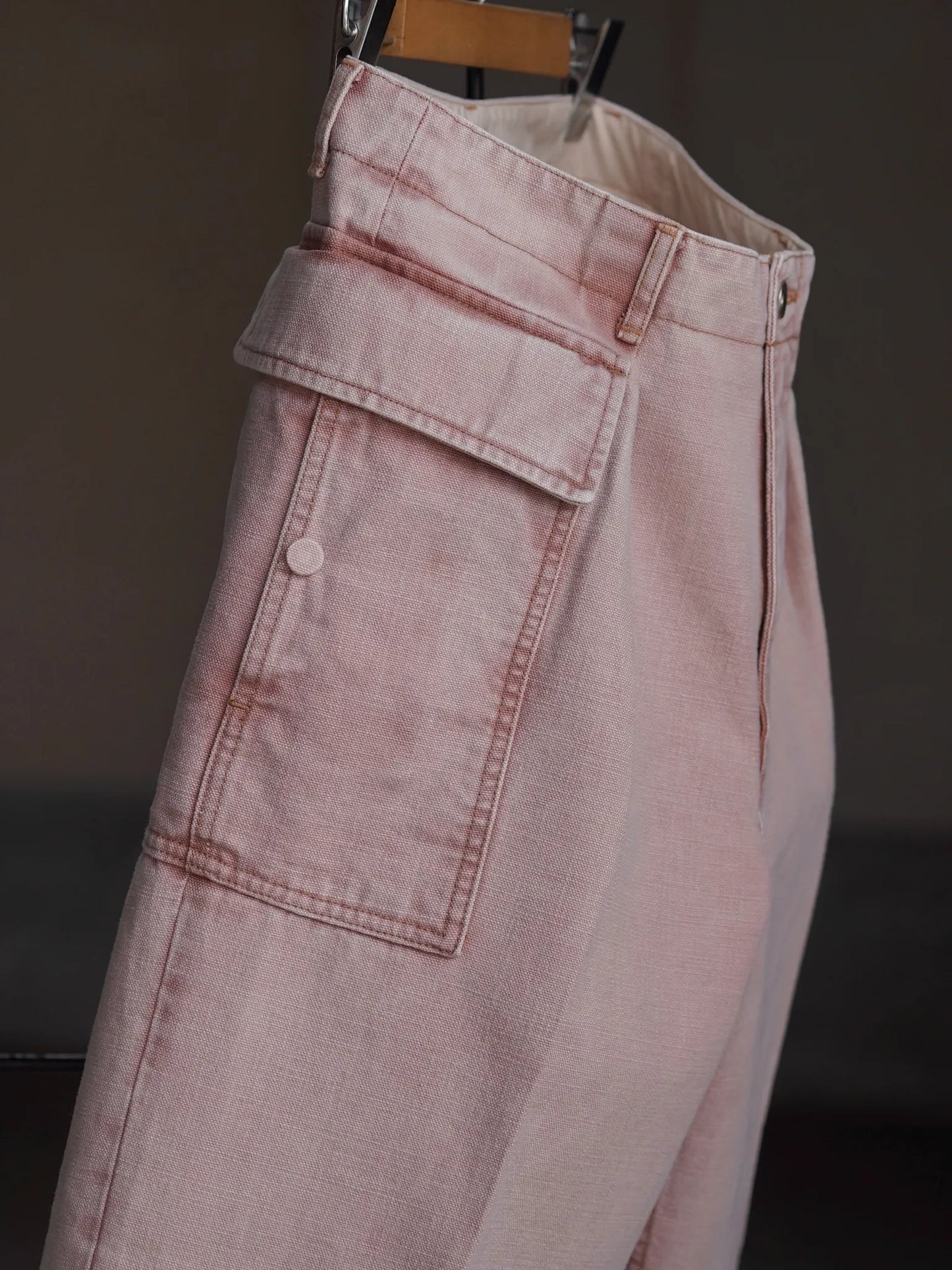 SARTO | [SULFUR DYING HEAVY CANVAS] CARGO PANTS WASHED L.PINK