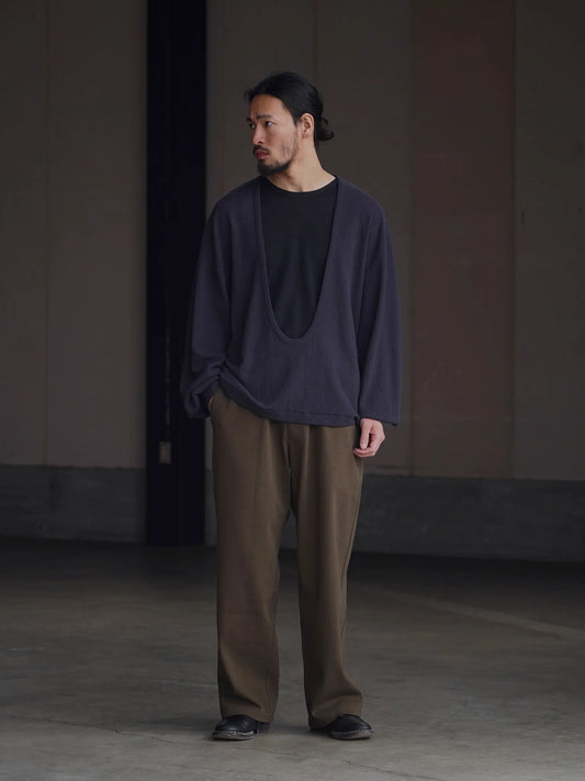 nonnotte | Drape U Pullover with Cuff Sleeve Inkshade