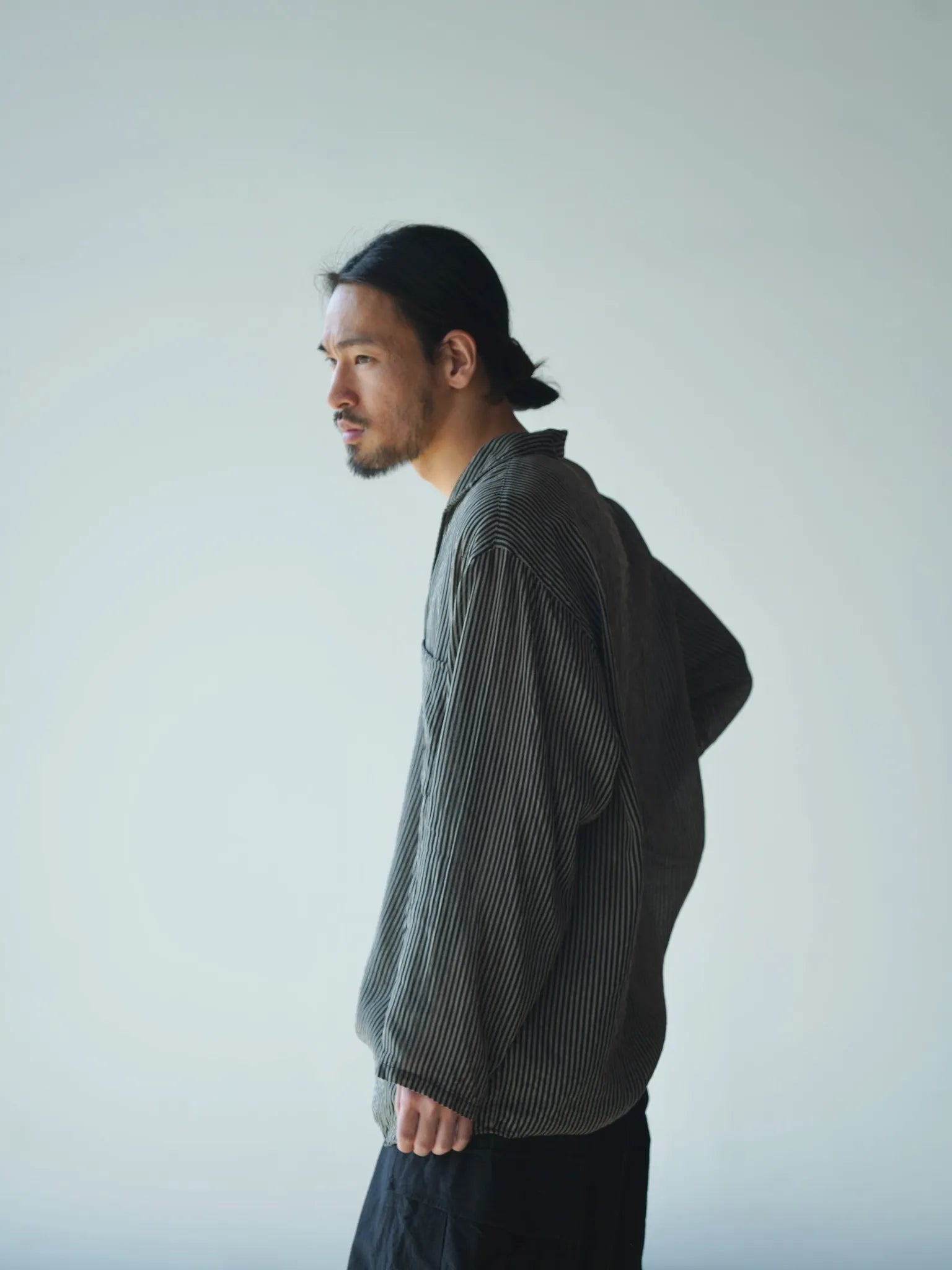 COMOLI スキッパーシャツ COMOLI (コモリ) ストライプ スキッパーシャツ