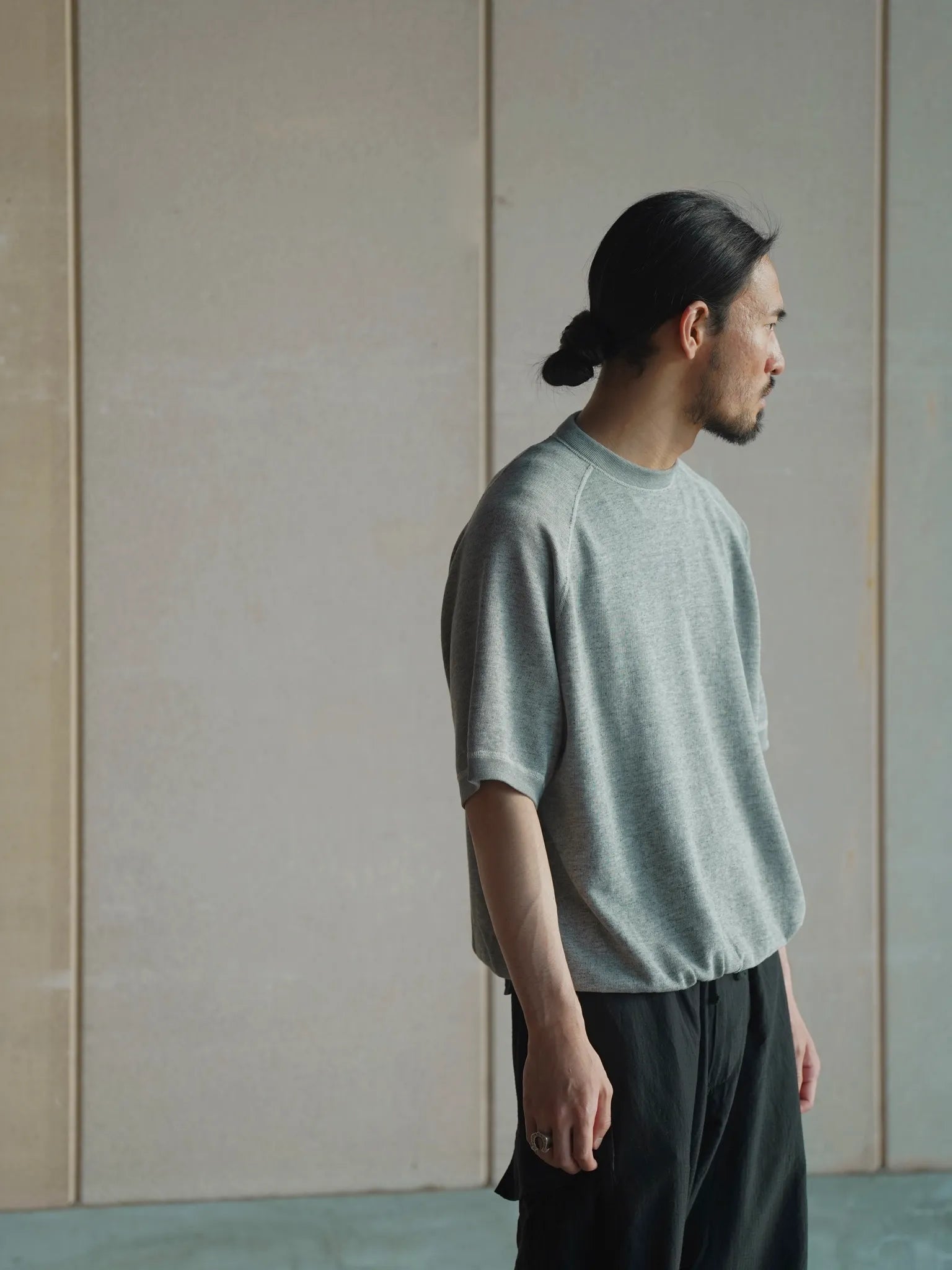 COMOLI Gray Fleece Short Sleeve Crew GRAY | CASANOVA&CO Online Store
